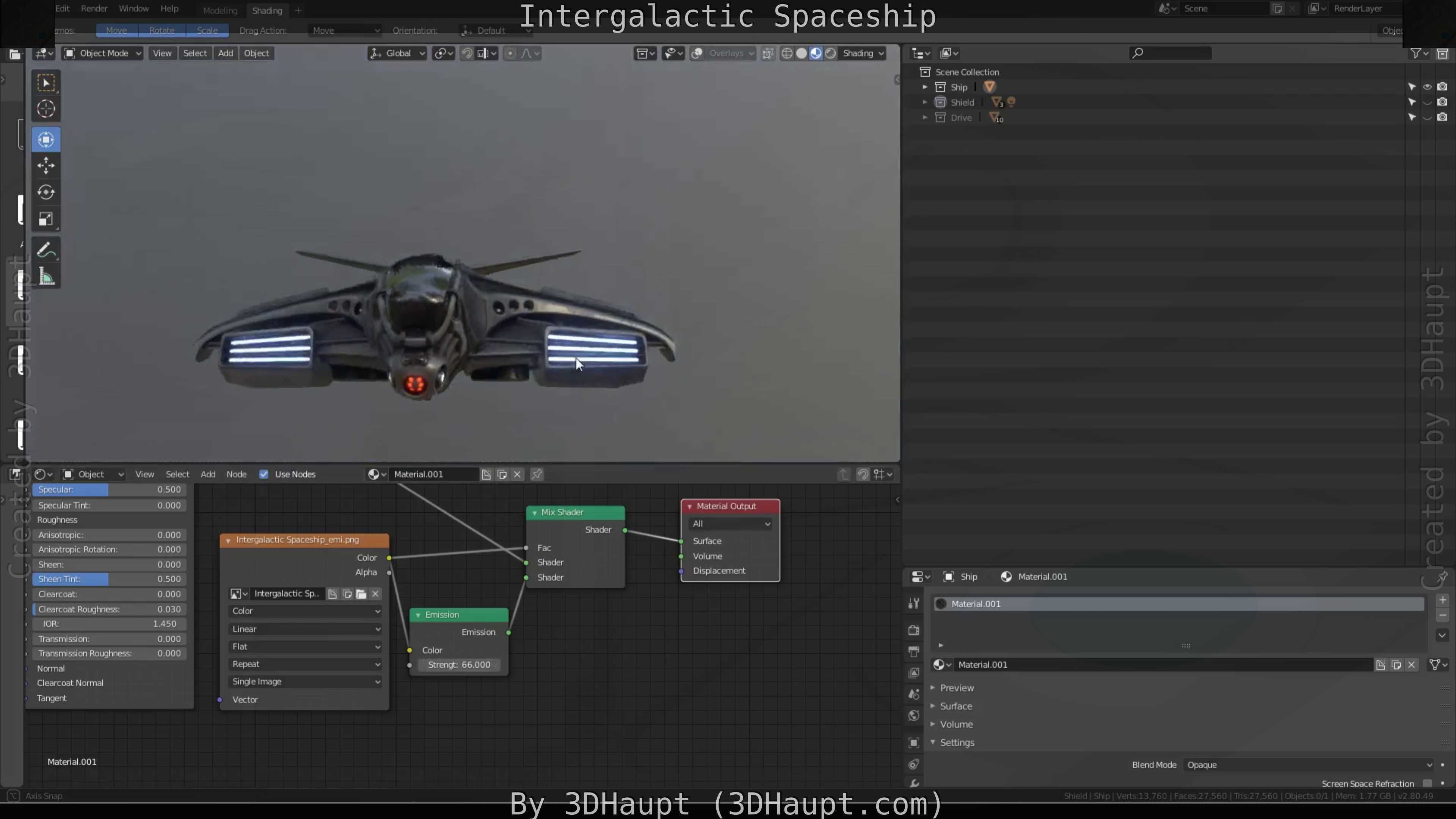 Intergalactic Spaceship Design in Blender Eevee Free low-poly 3D model_30