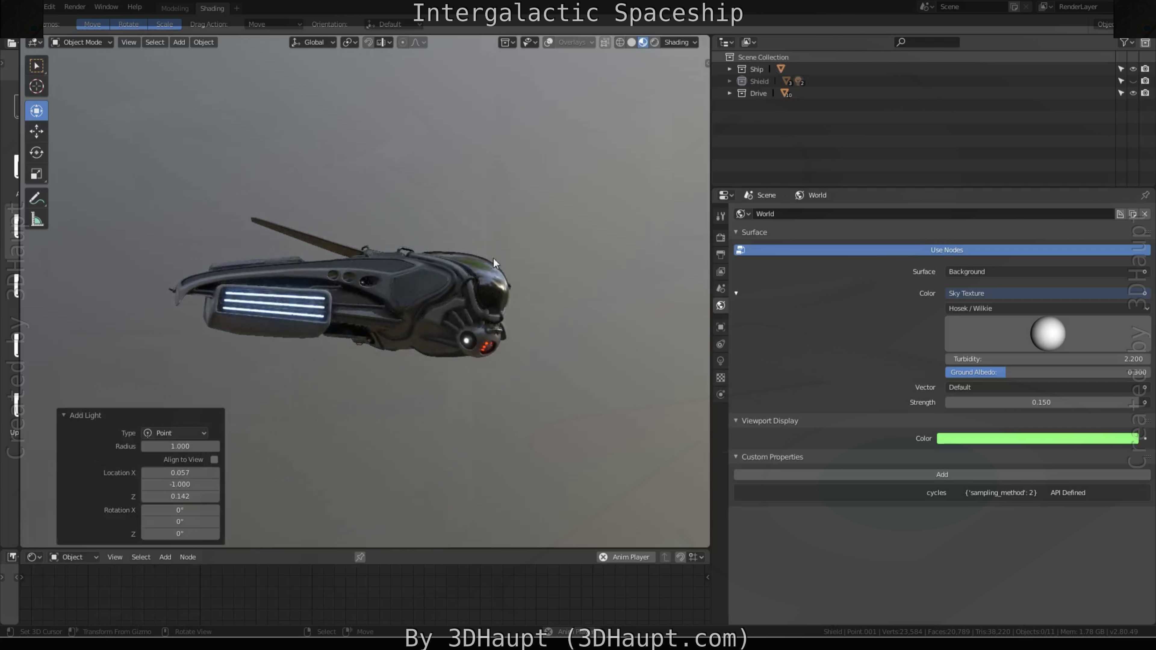 Intergalactic Spaceship Design in Blender Eevee Free low-poly 3D model_112