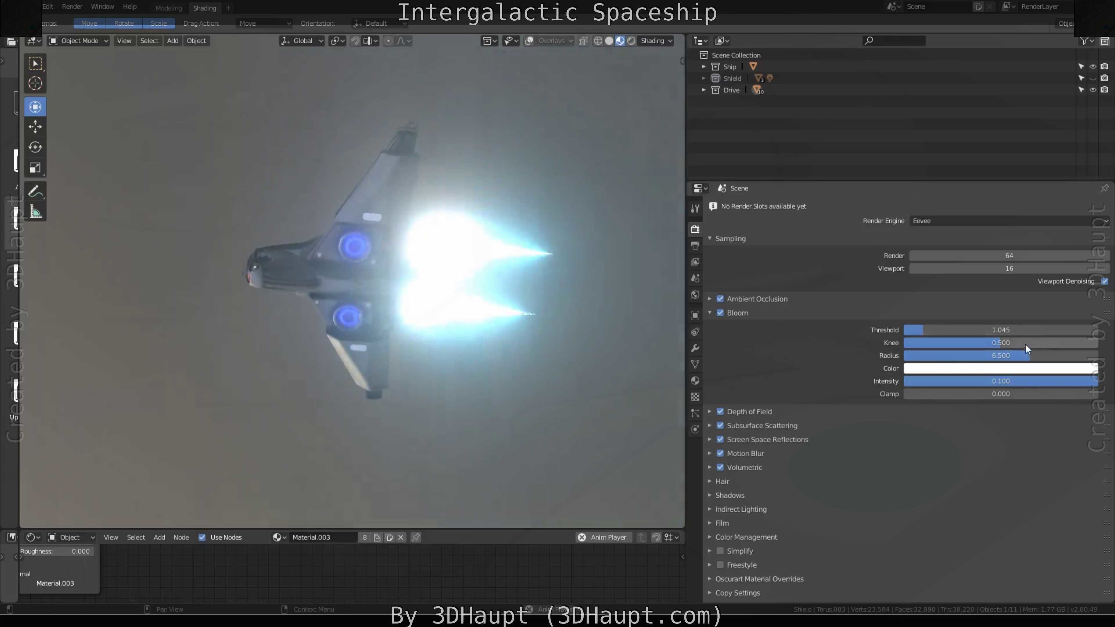 Intergalactic Spaceship Design in Blender Eevee Free low-poly 3D model_100