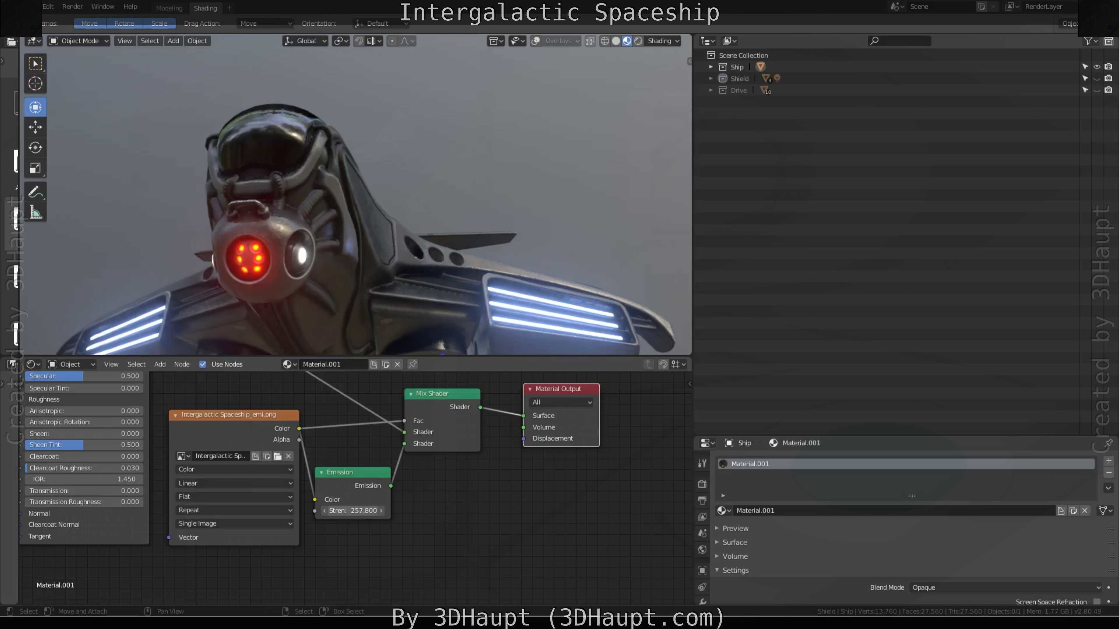 Intergalactic Spaceship Design in Blender Eevee Free low-poly 3D model_23