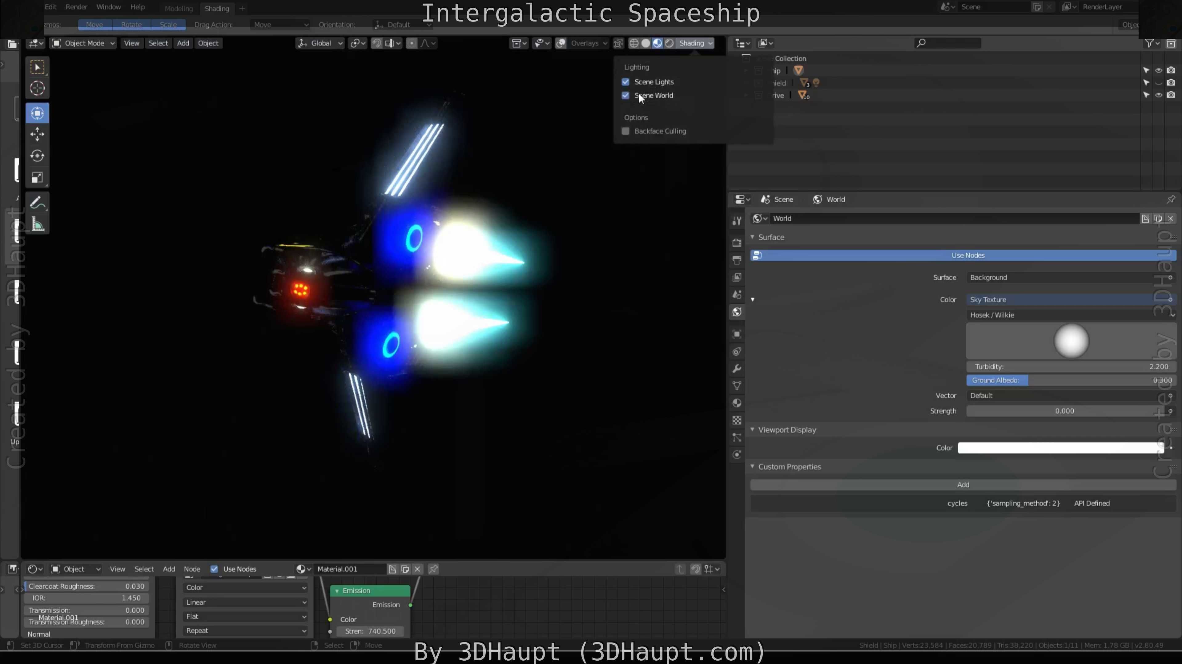 Intergalactic Spaceship Design in Blender Eevee Free low-poly 3D model_92