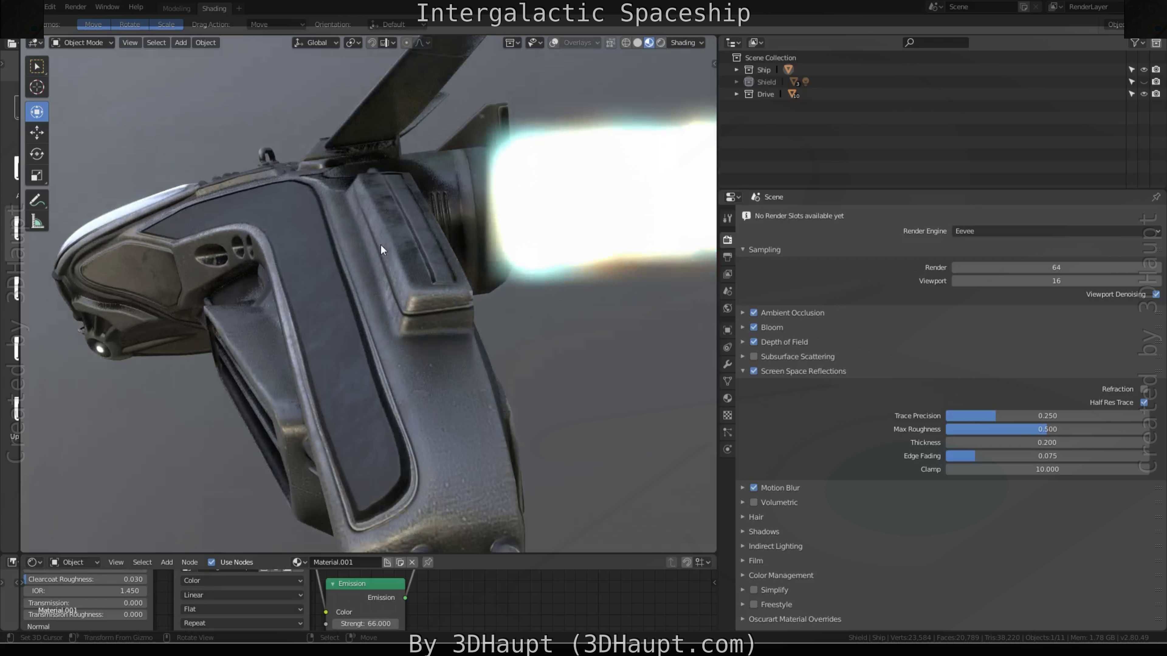 Intergalactic Spaceship Design in Blender Eevee Free low-poly 3D model_43