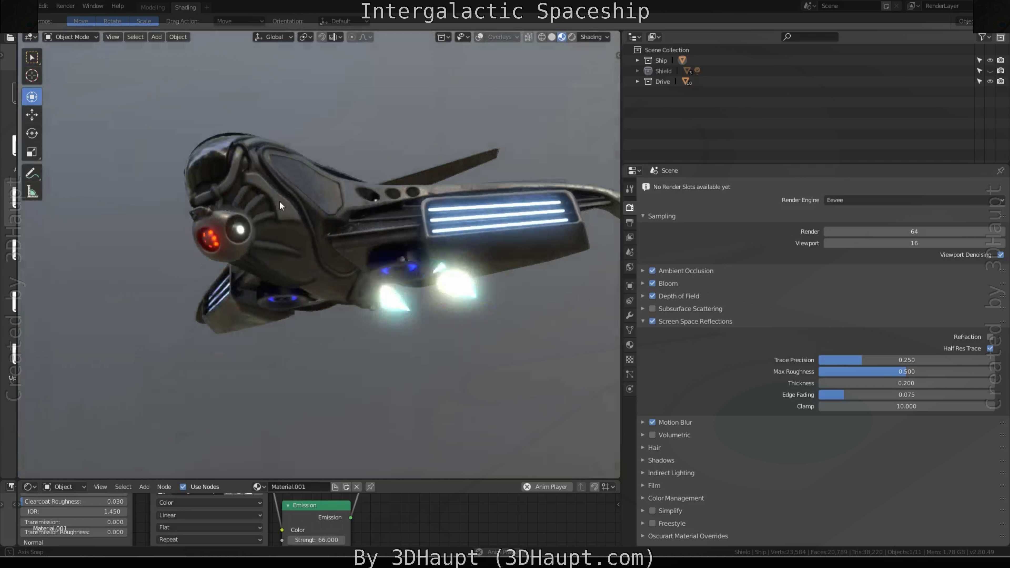 Intergalactic Spaceship Design in Blender Eevee Free low-poly 3D model_84
