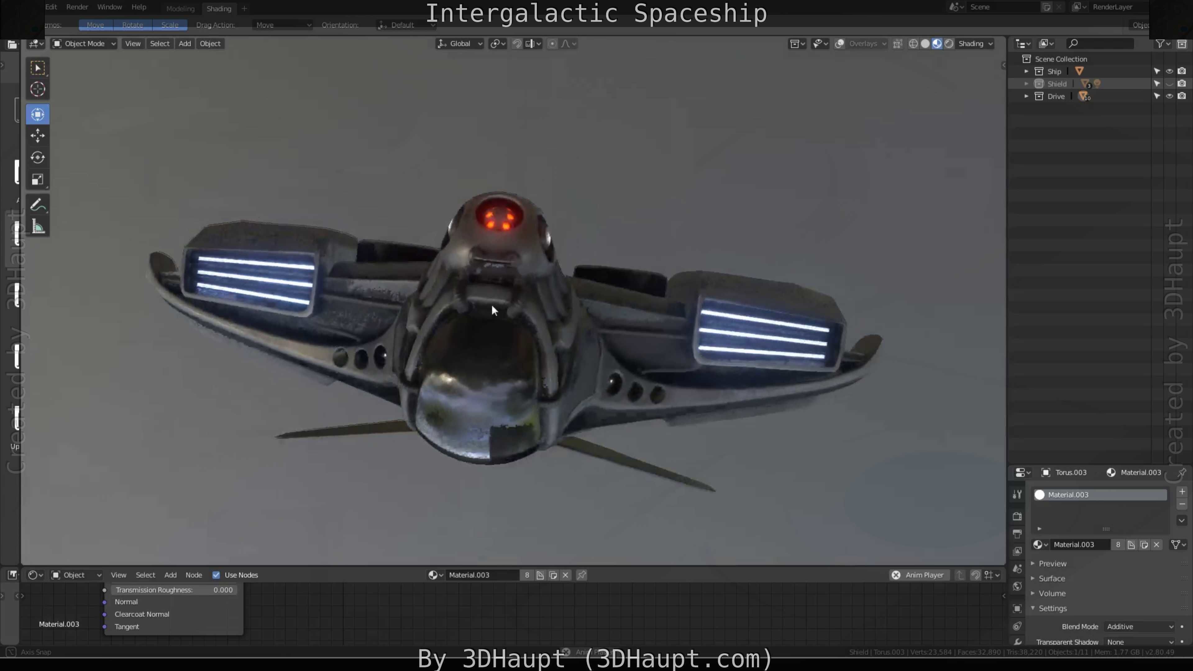 Intergalactic Spaceship Design in Blender Eevee Free low-poly 3D model_81