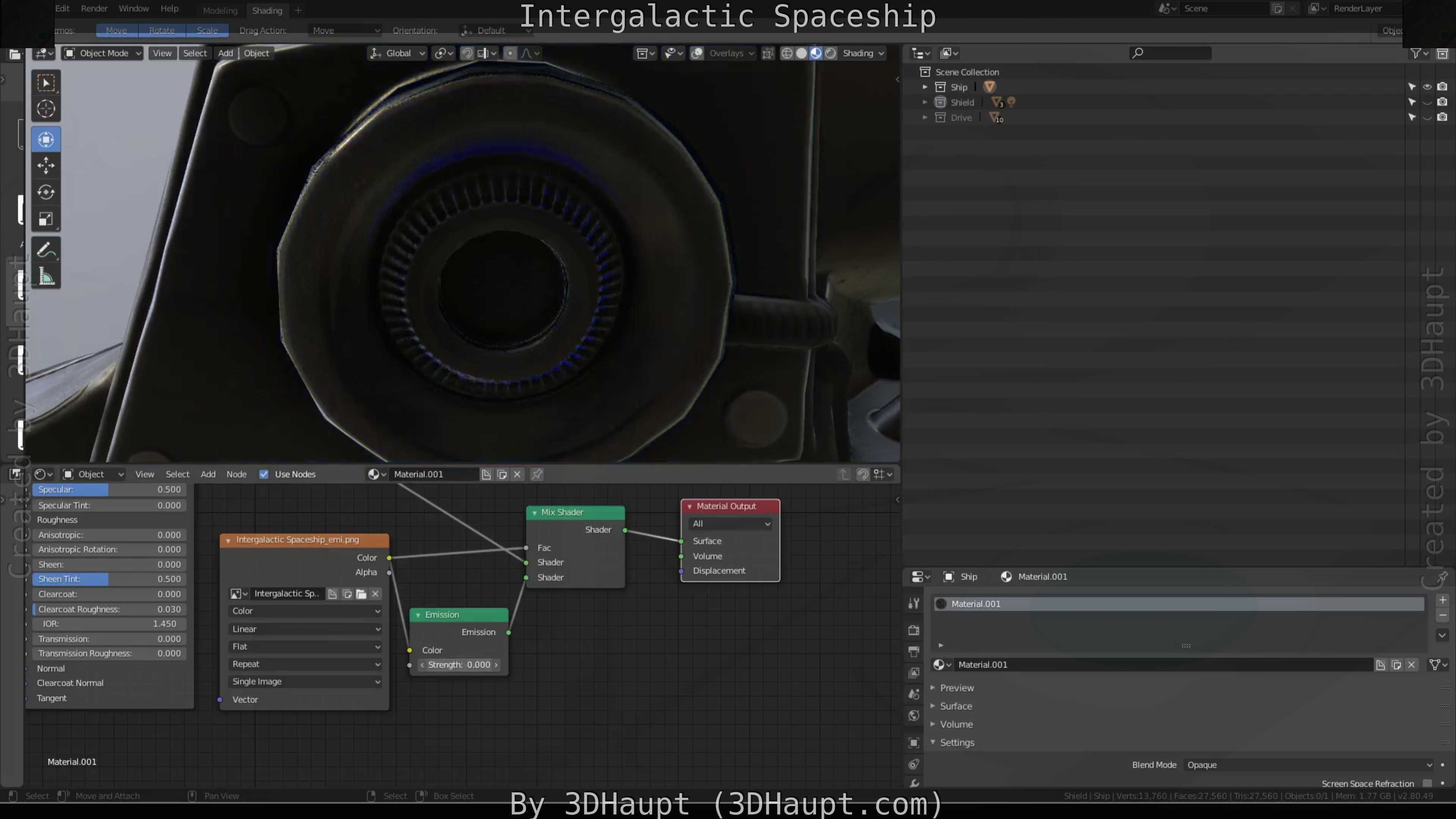 Intergalactic Spaceship Design in Blender Eevee Free low-poly 3D model_61