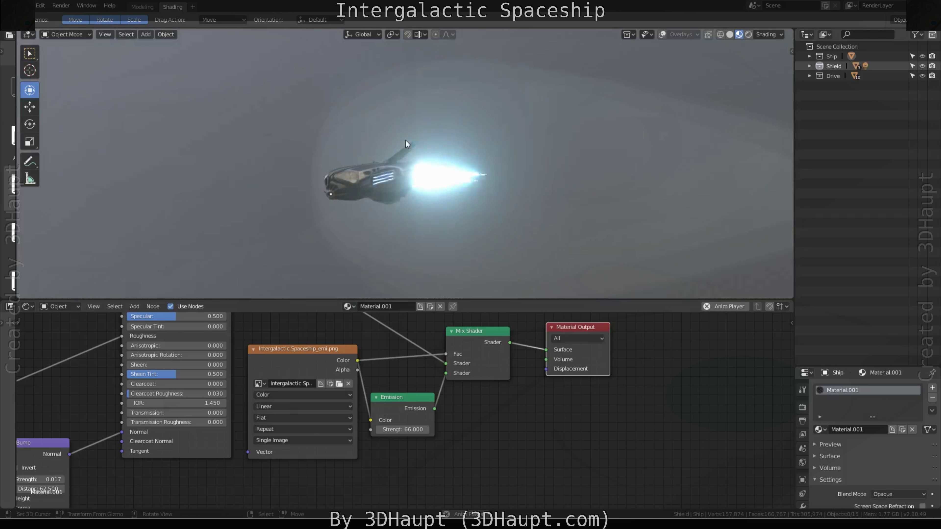 Intergalactic Spaceship Design in Blender Eevee Free low-poly 3D model_58