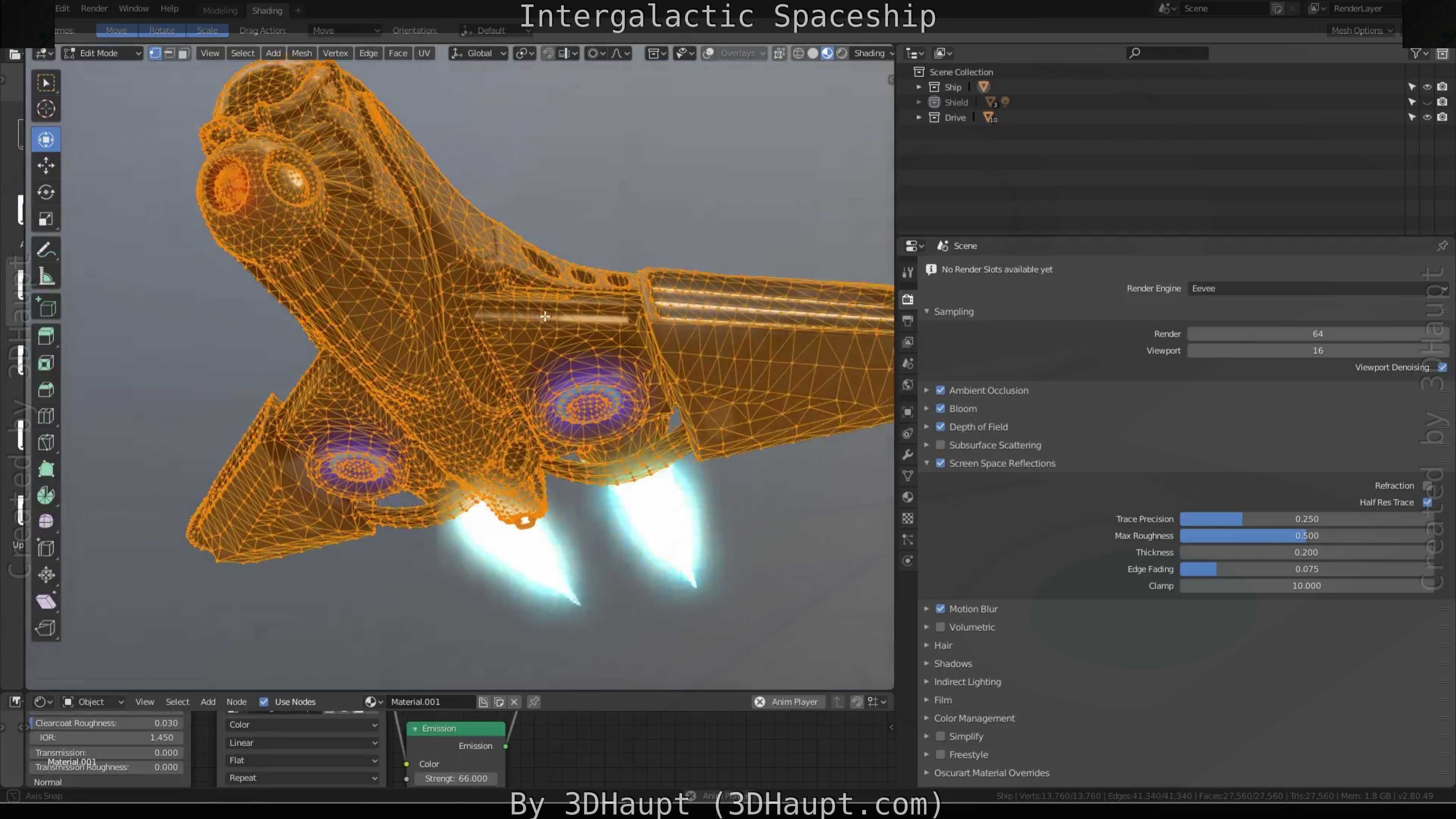 Intergalactic Spaceship Design in Blender Eevee Free low-poly 3D model_38