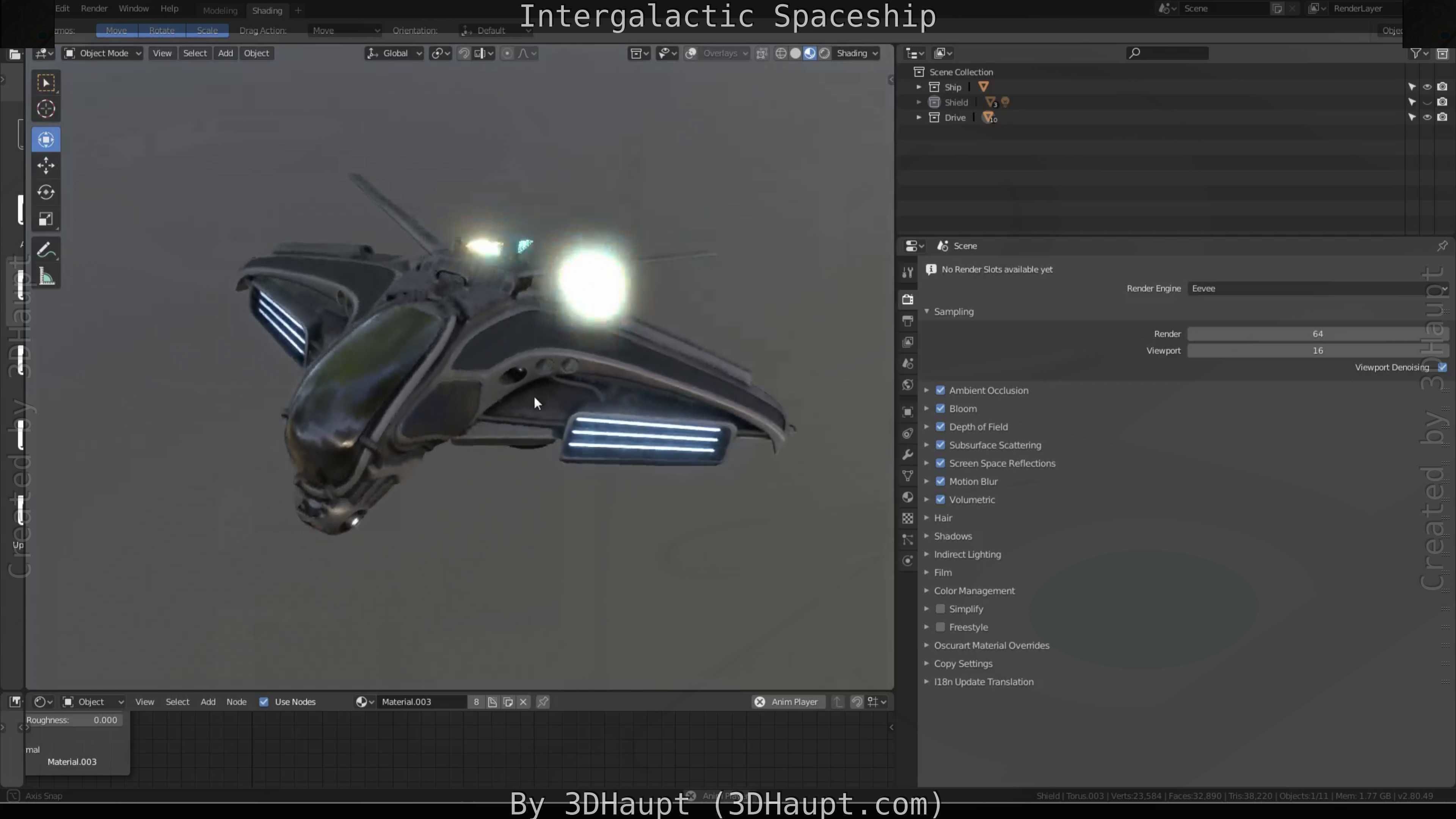 Intergalactic Spaceship Design in Blender Eevee Free low-poly 3D model_72