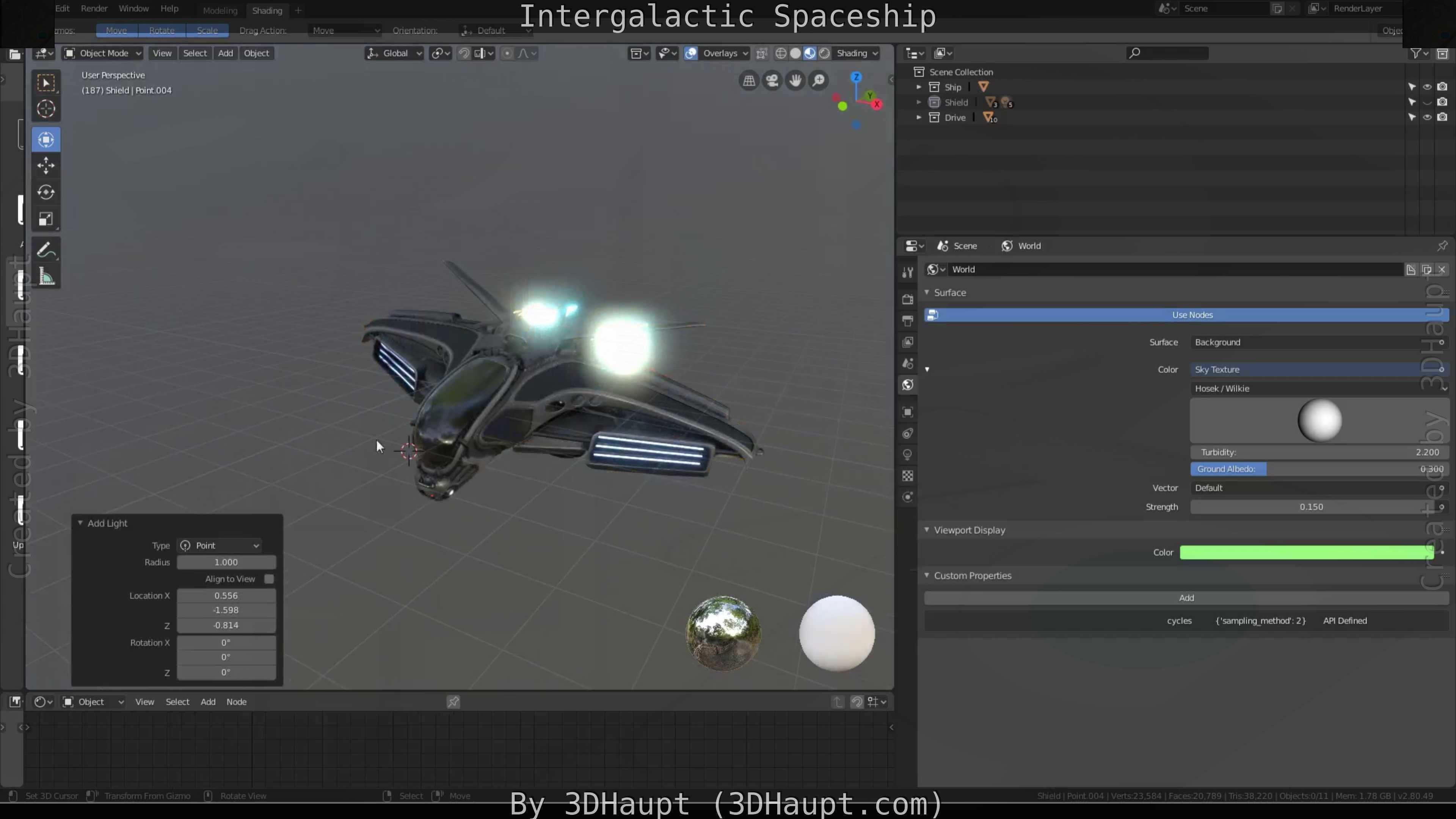 Intergalactic Spaceship Design in Blender Eevee Free low-poly 3D model_117