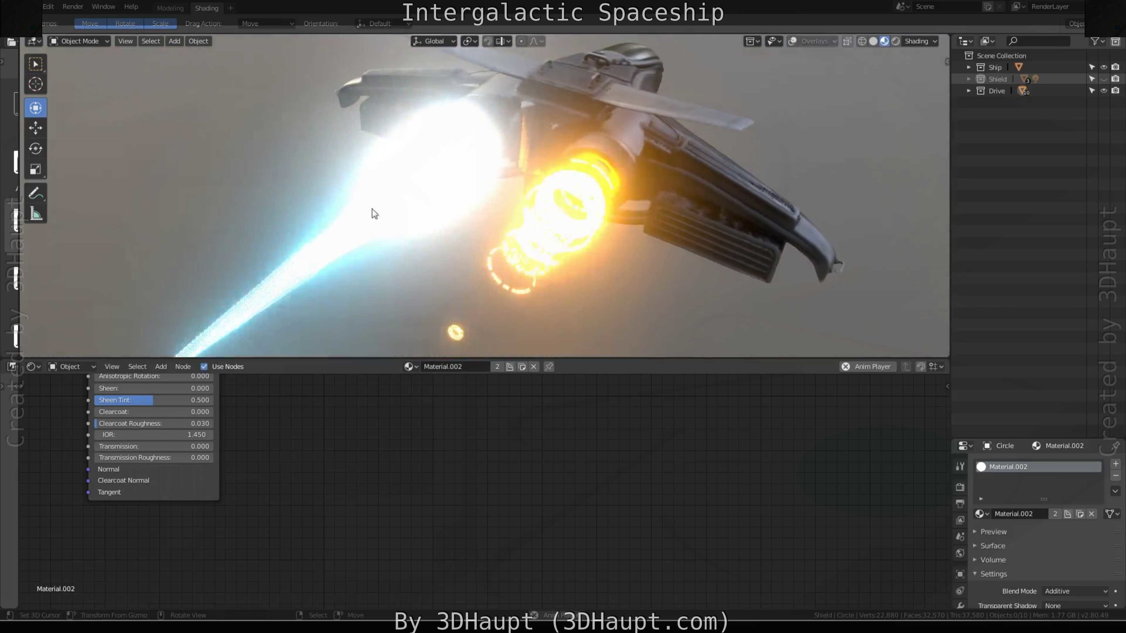 Intergalactic Spaceship Design in Blender Eevee Free low-poly 3D model_45