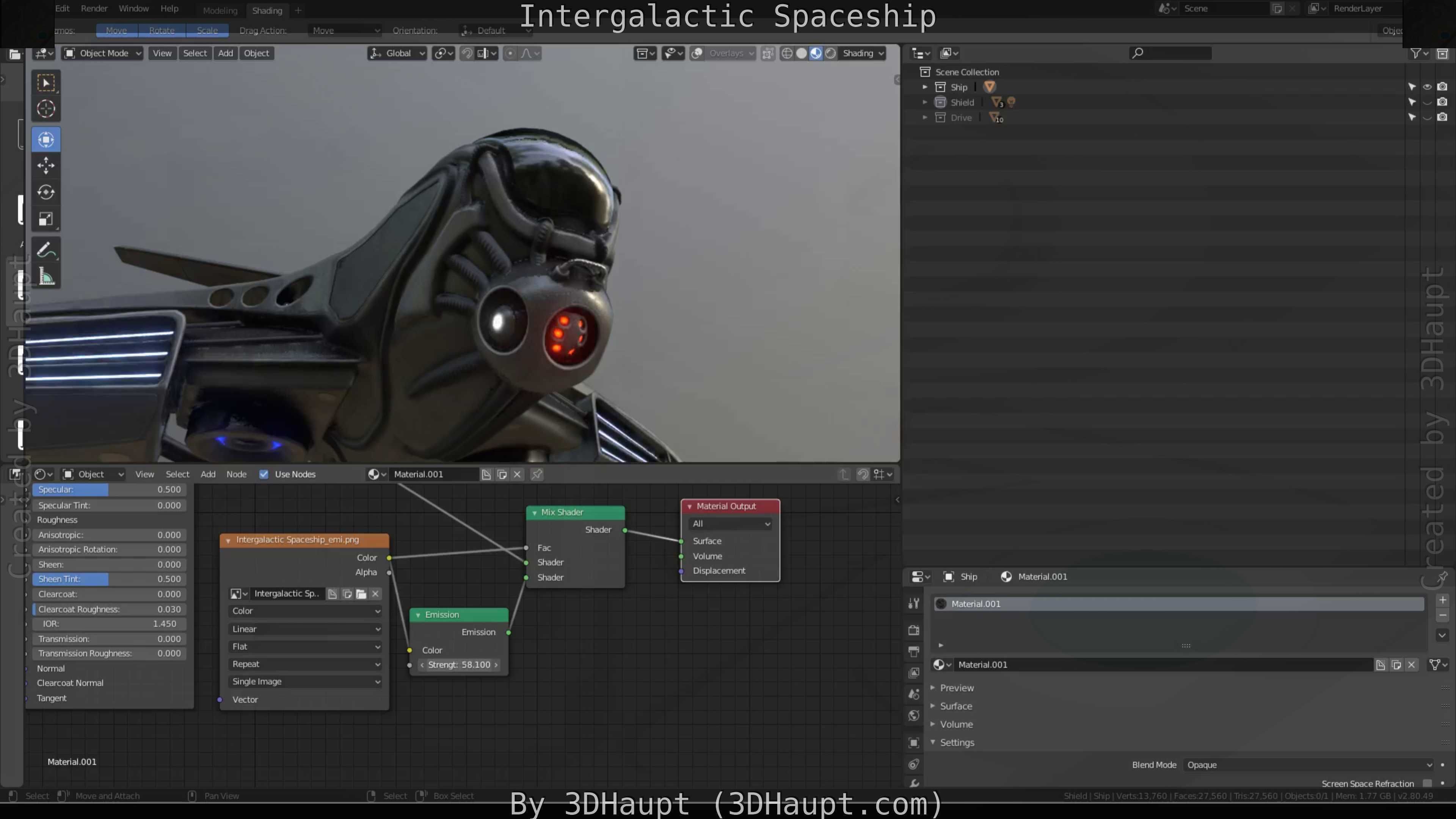Intergalactic Spaceship Design in Blender Eevee Free low-poly 3D model_21