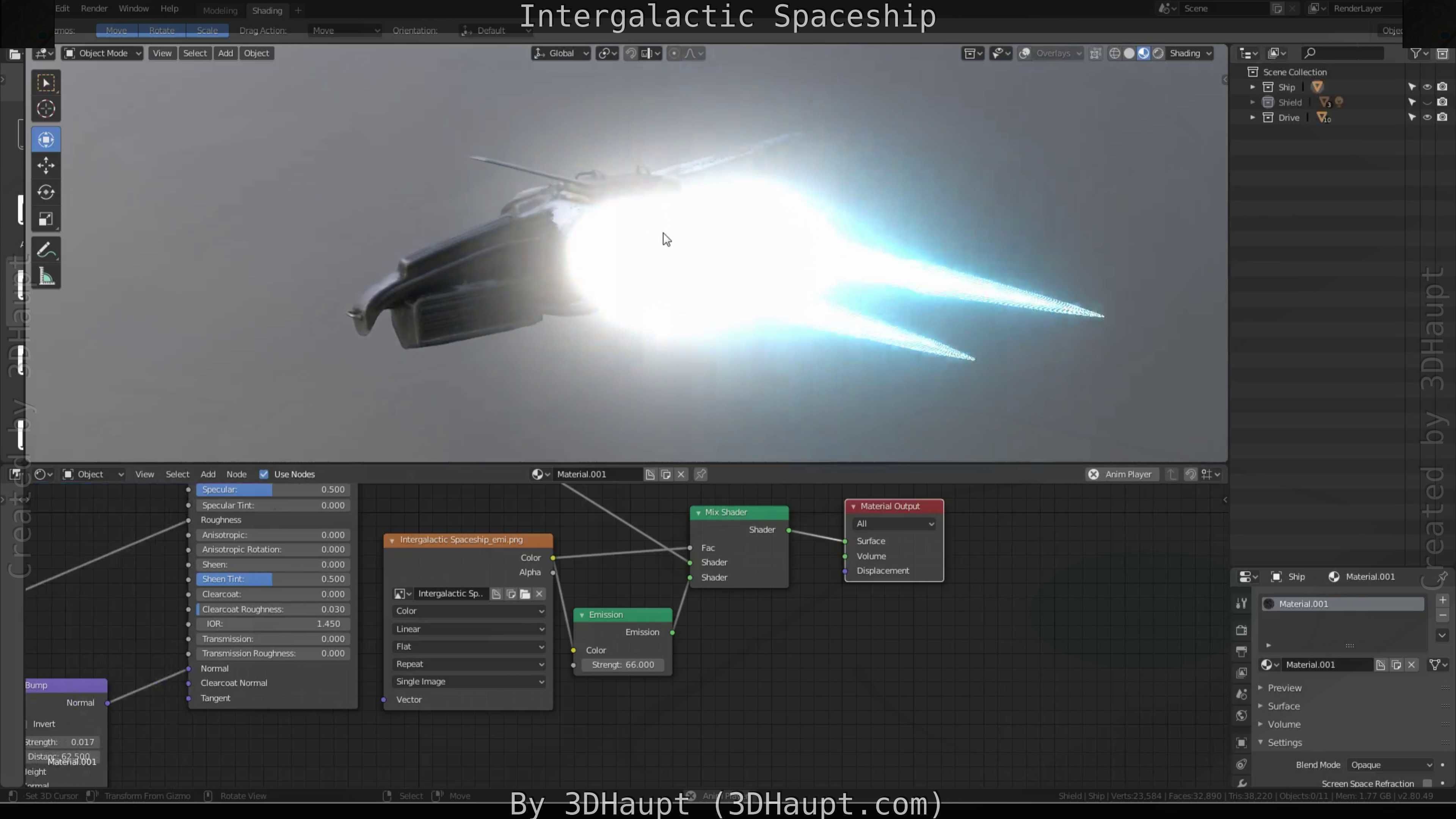 Intergalactic Spaceship Design in Blender Eevee Free low-poly 3D model_62