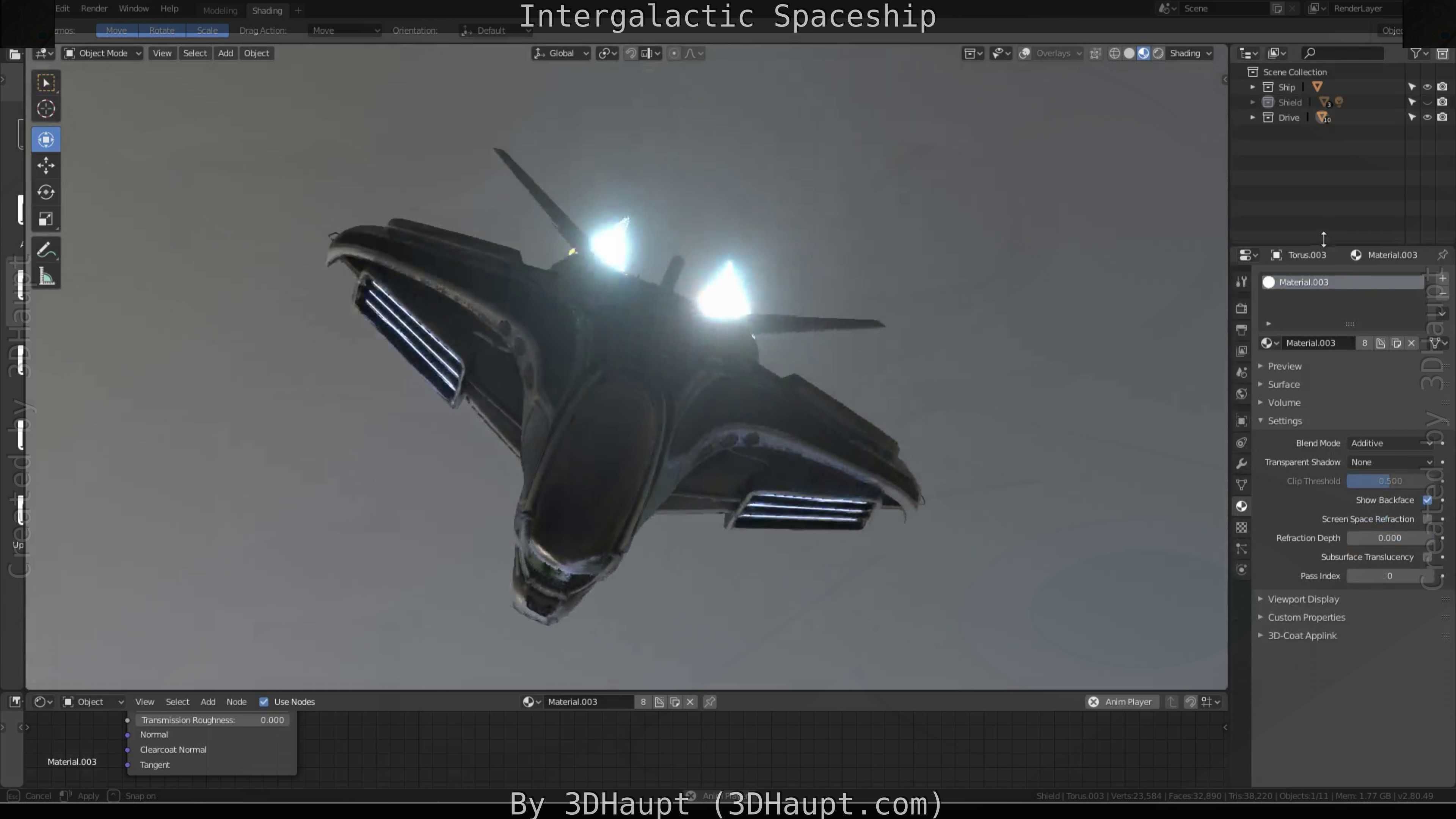 Intergalactic Spaceship Design in Blender Eevee Free low-poly 3D model_86