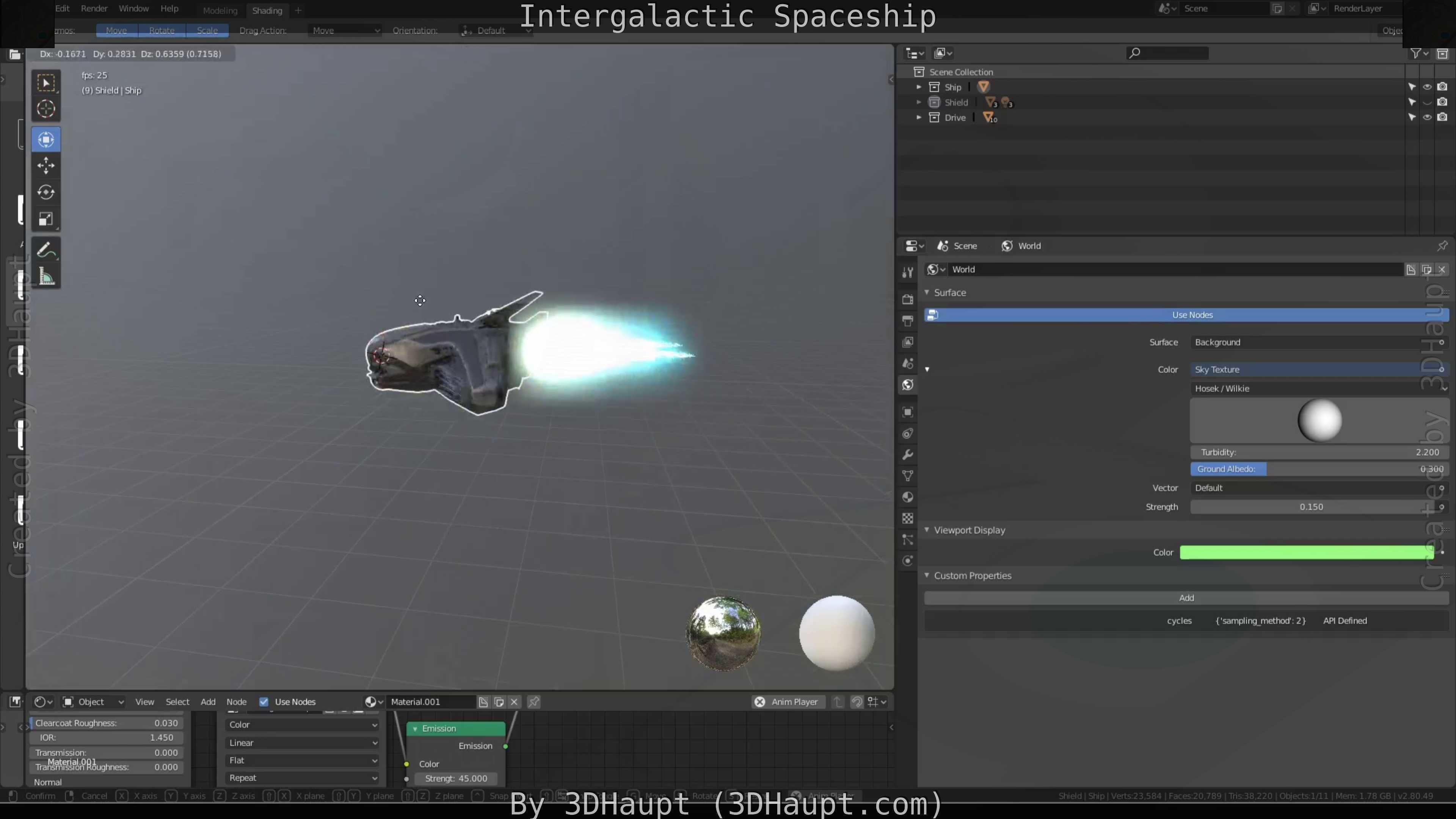 Intergalactic Spaceship Design in Blender Eevee Free low-poly 3D model_49