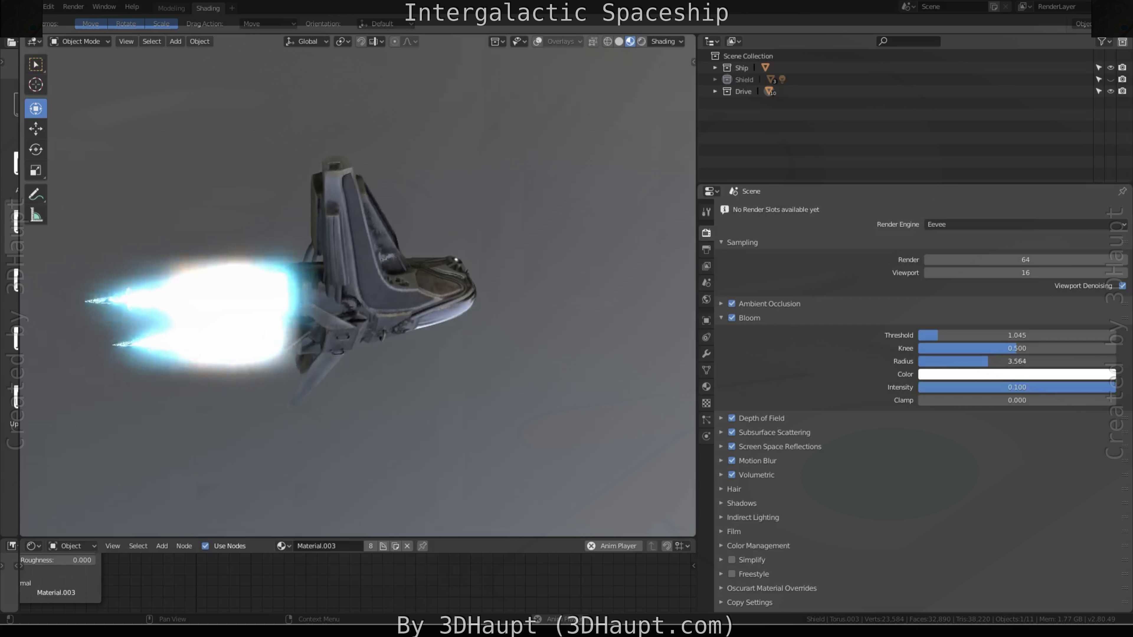 Intergalactic Spaceship Design in Blender Eevee Free low-poly 3D model_108