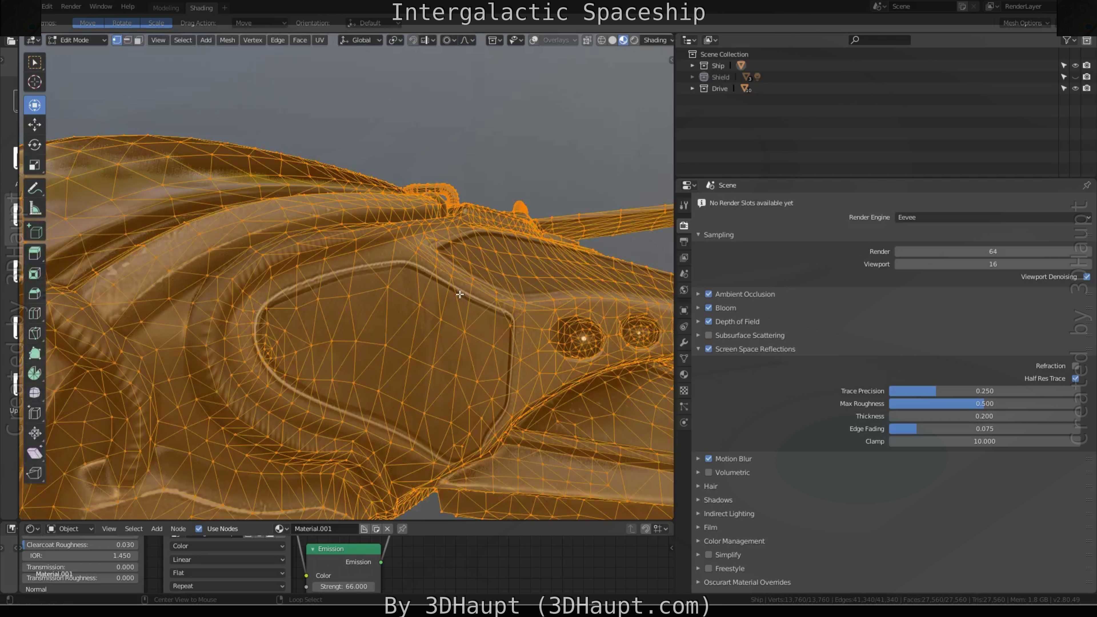 Intergalactic Spaceship Design in Blender Eevee Free low-poly 3D model_80