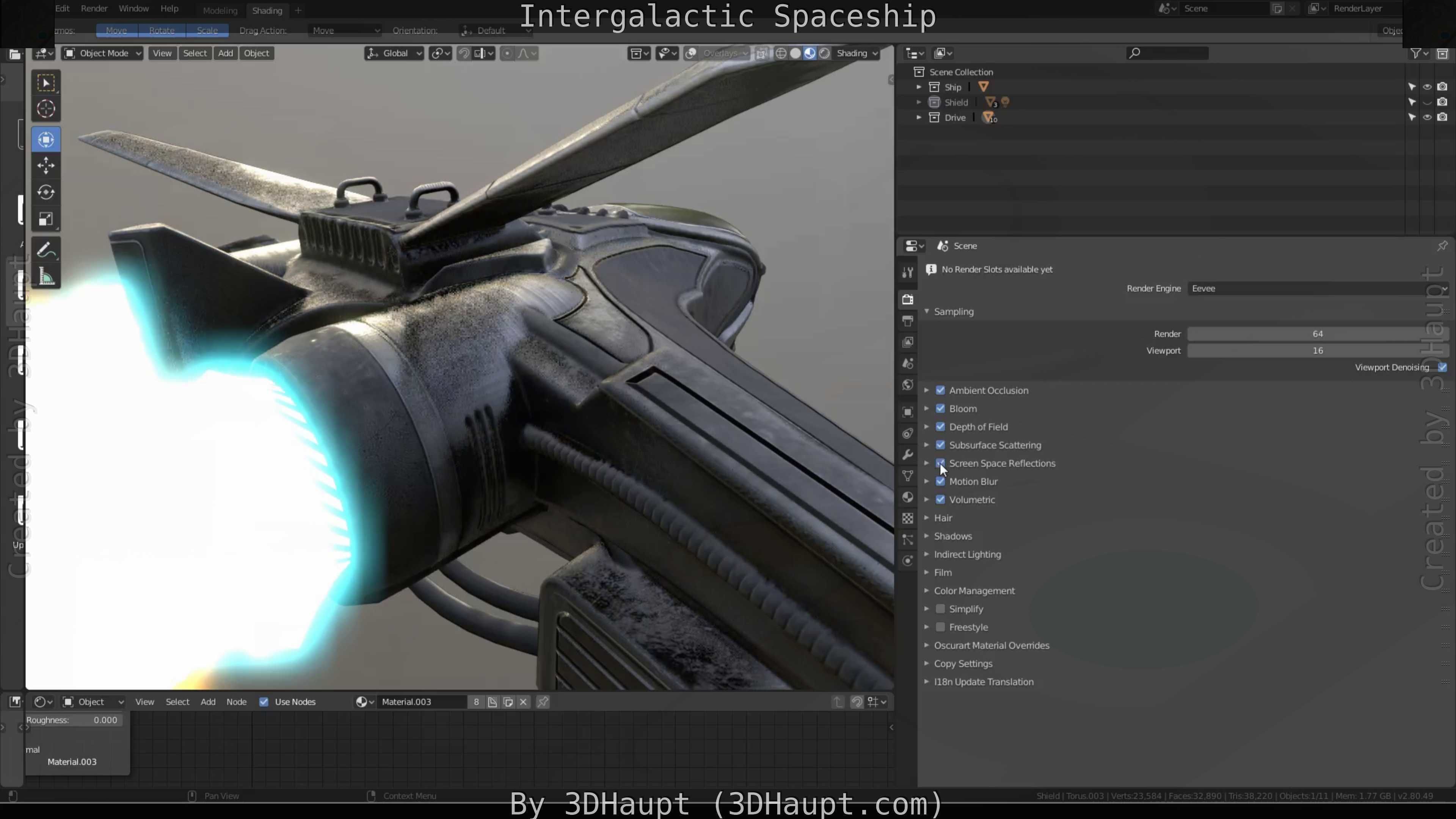 Intergalactic Spaceship Design in Blender Eevee Free low-poly 3D model_77