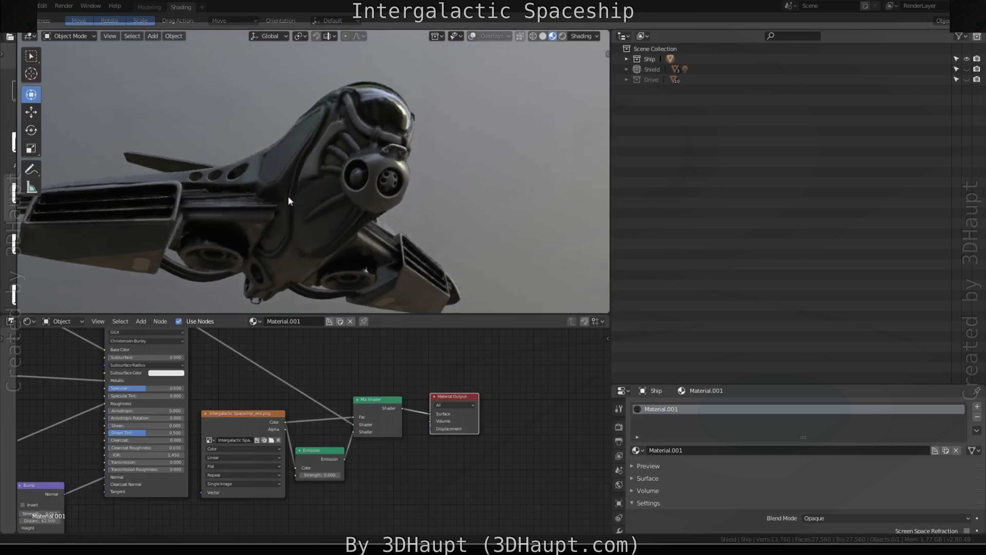 Intergalactic Spaceship Design in Blender Eevee Free low-poly 3D model_20
