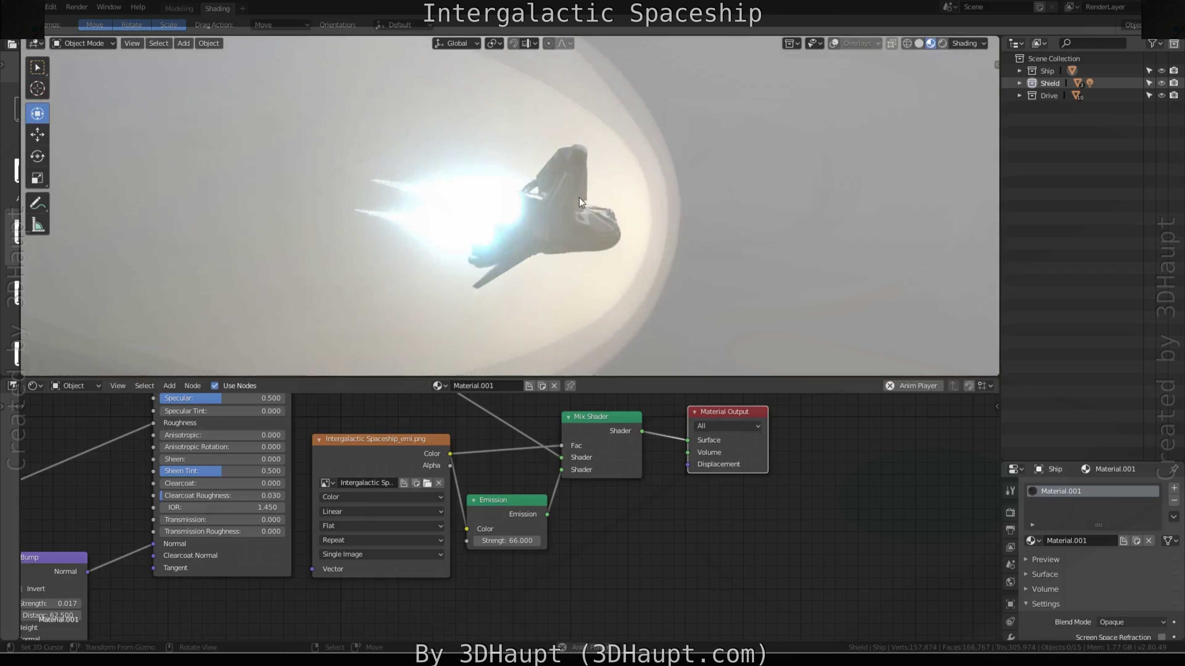 Intergalactic Spaceship Design in Blender Eevee Free low-poly 3D model_59