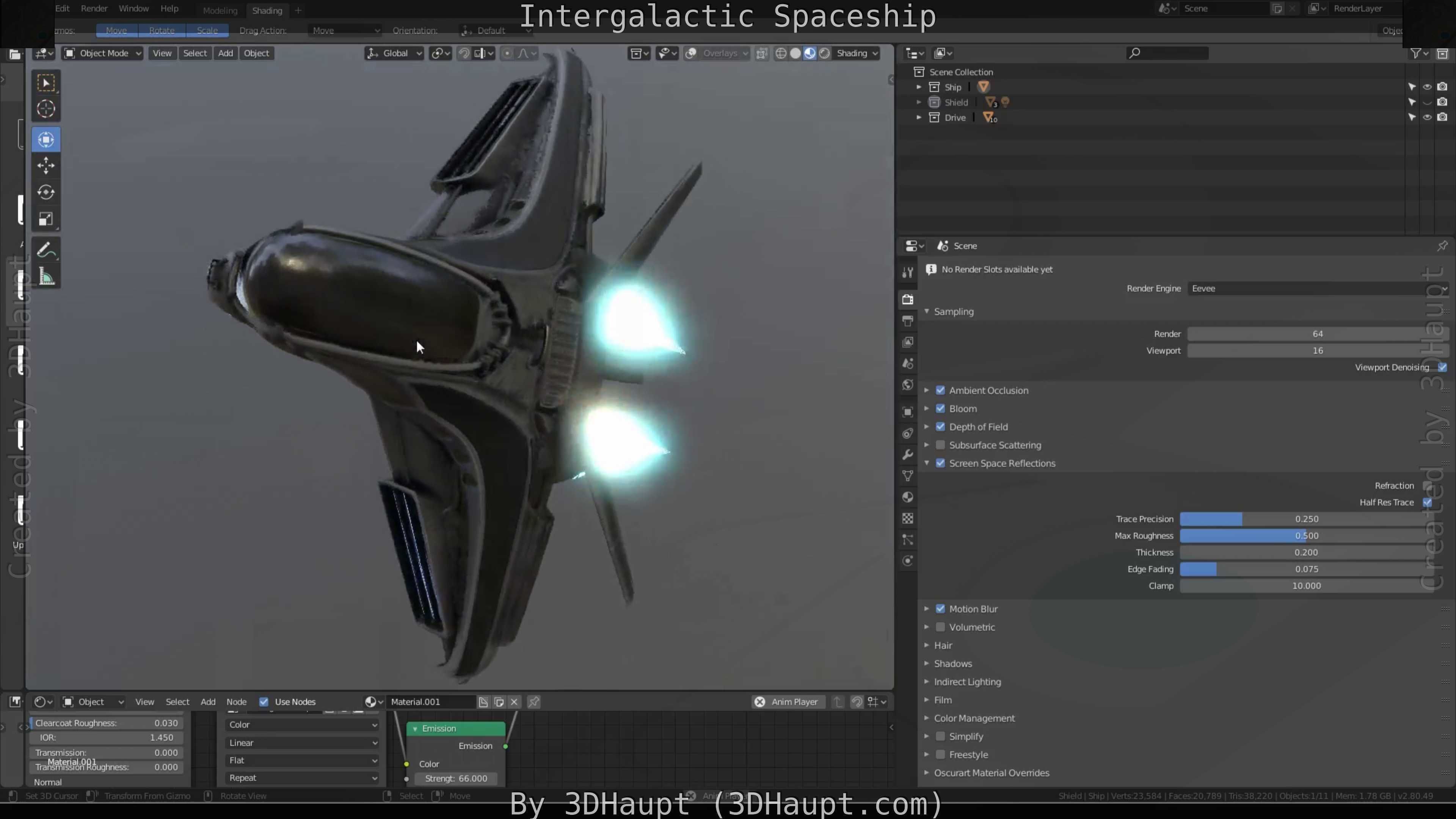 Intergalactic Spaceship Design in Blender Eevee Free low-poly 3D model_41