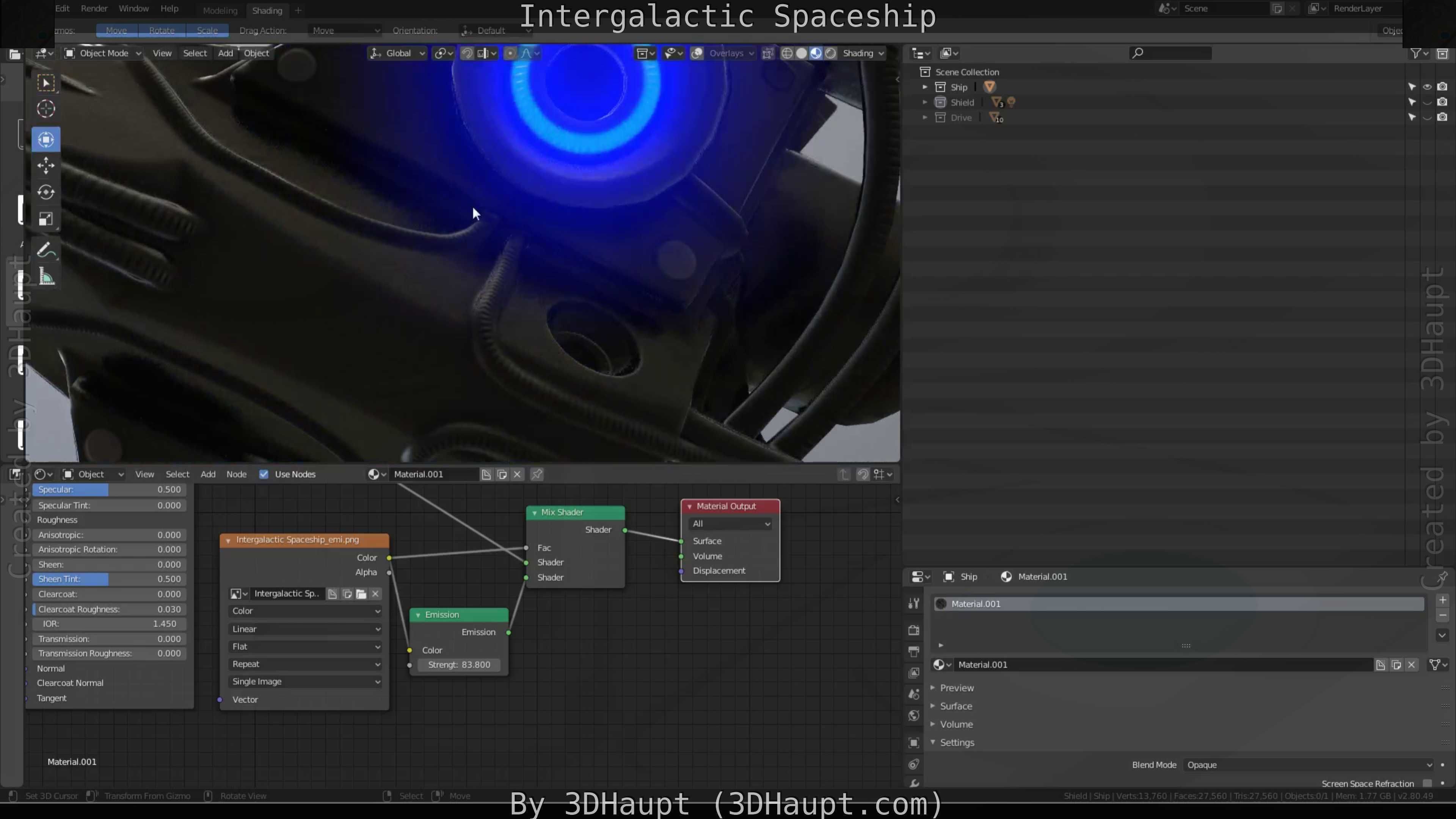 Intergalactic Spaceship Design in Blender Eevee Free low-poly 3D model_26