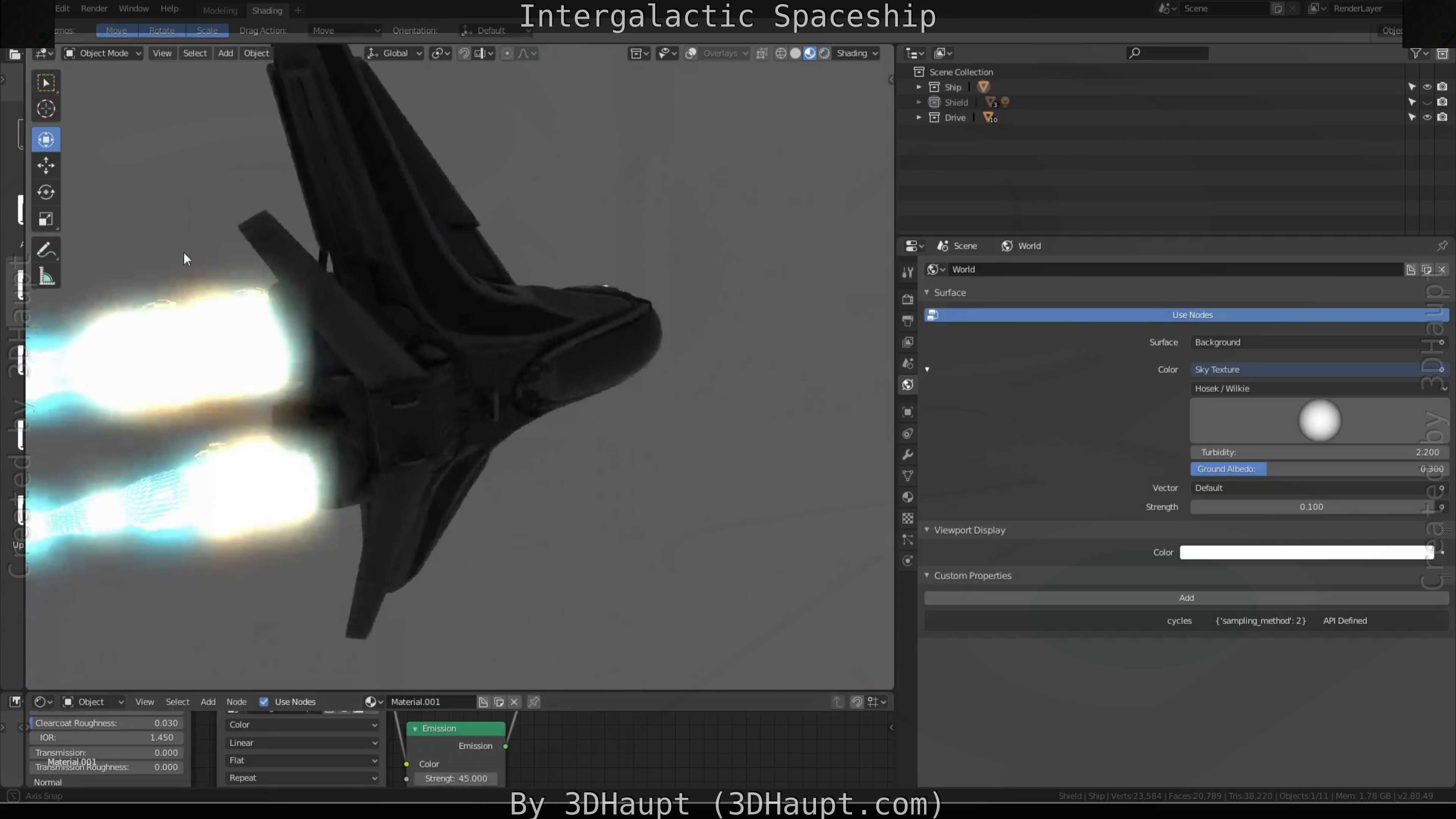 Intergalactic Spaceship Design in Blender Eevee Free low-poly 3D model_98