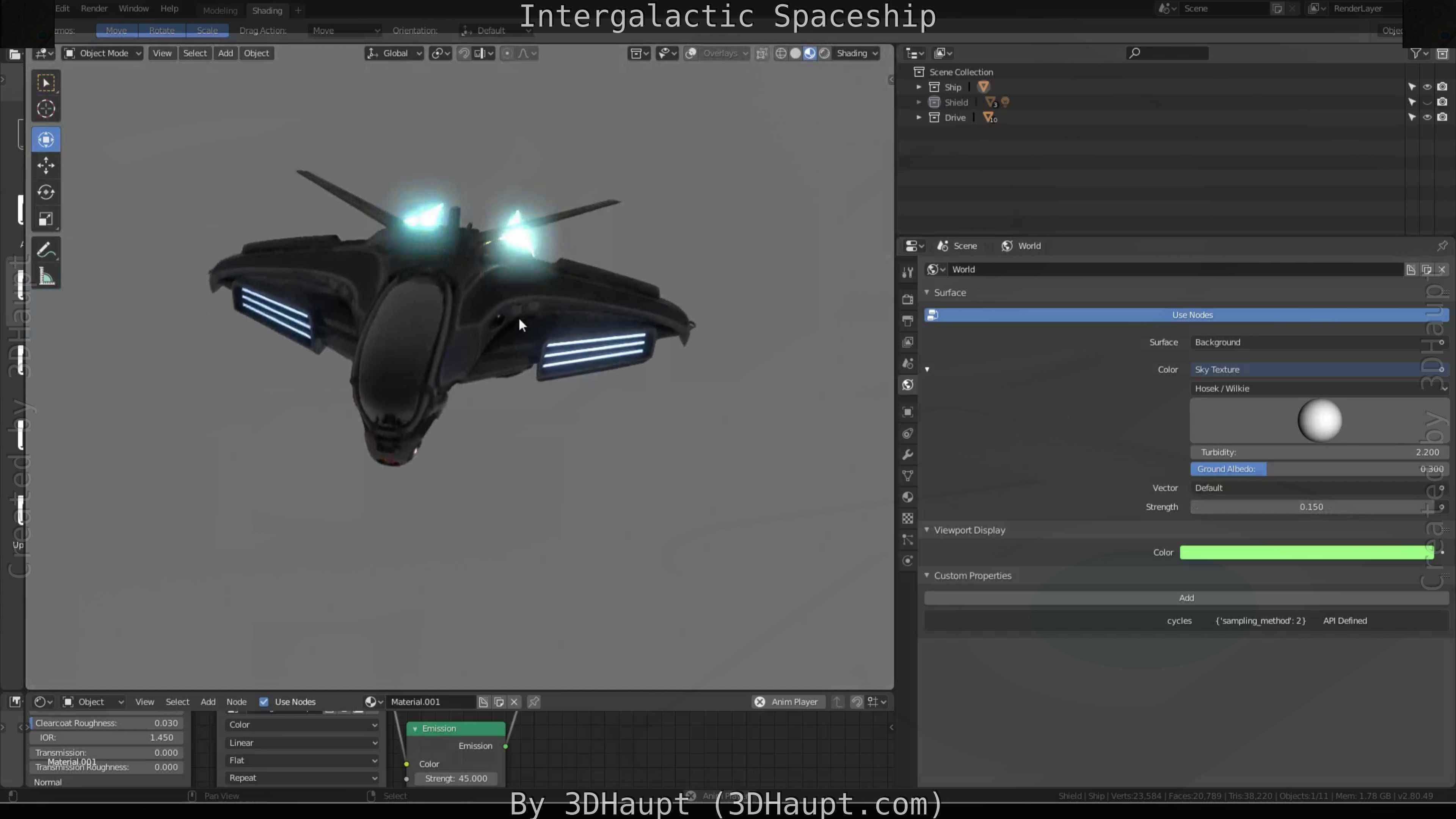Intergalactic Spaceship Design in Blender Eevee Free low-poly 3D model_104