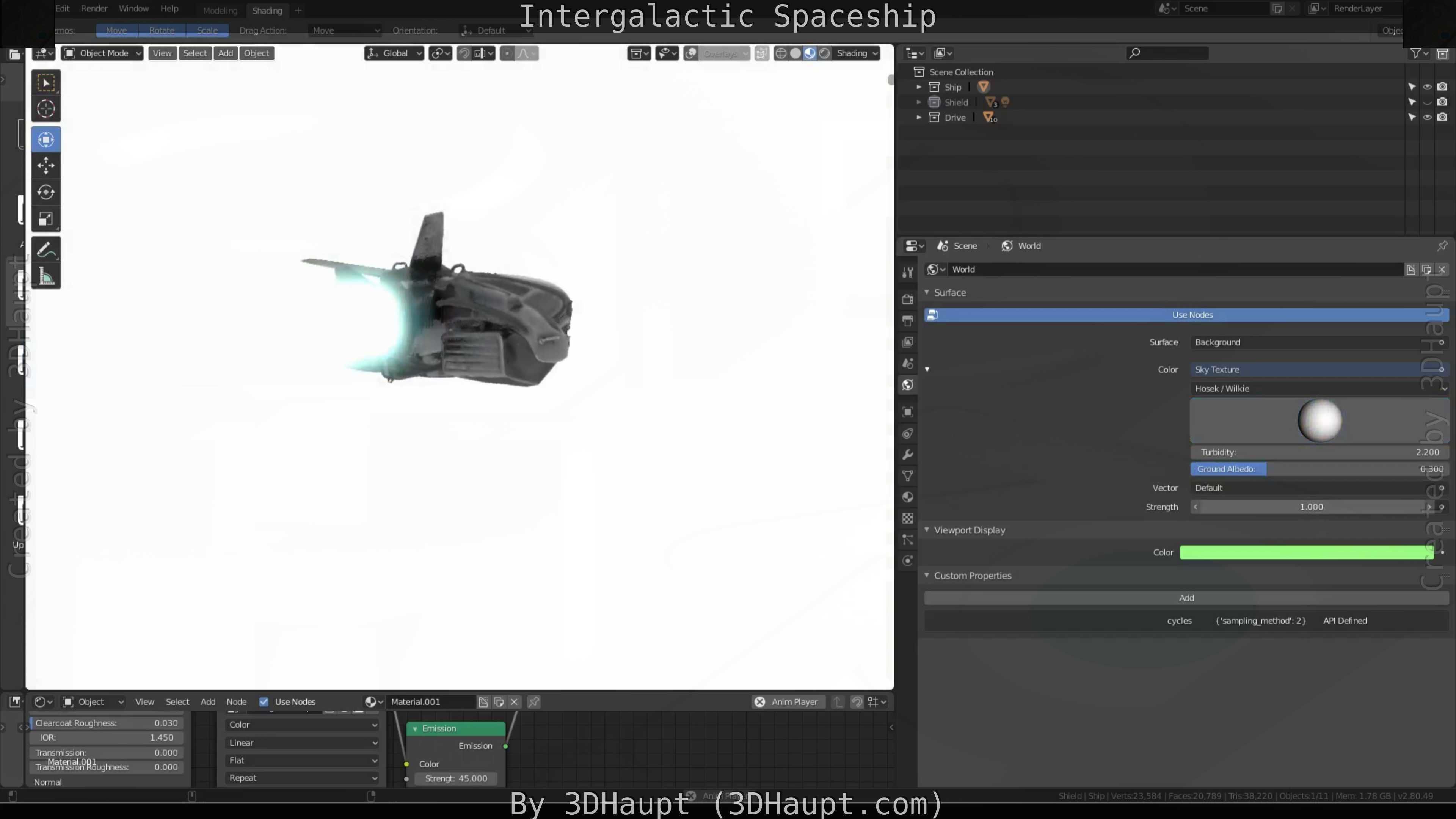 Intergalactic Spaceship Design in Blender Eevee Free low-poly 3D model_106