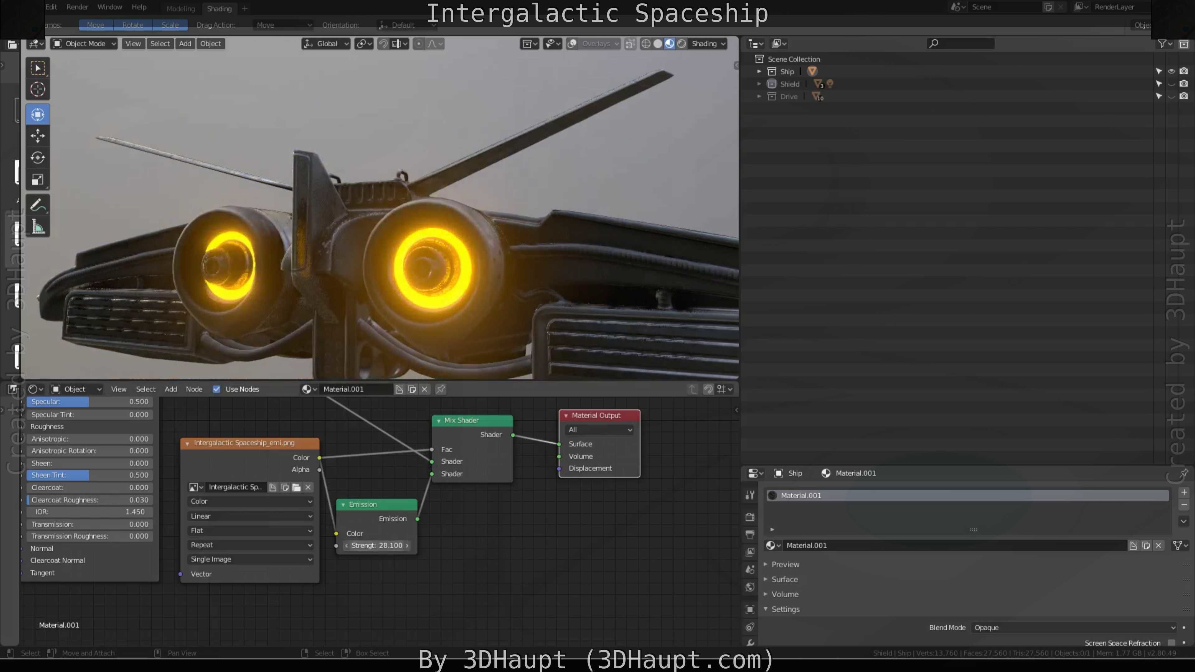 Intergalactic Spaceship Design in Blender Eevee Free low-poly 3D model_25