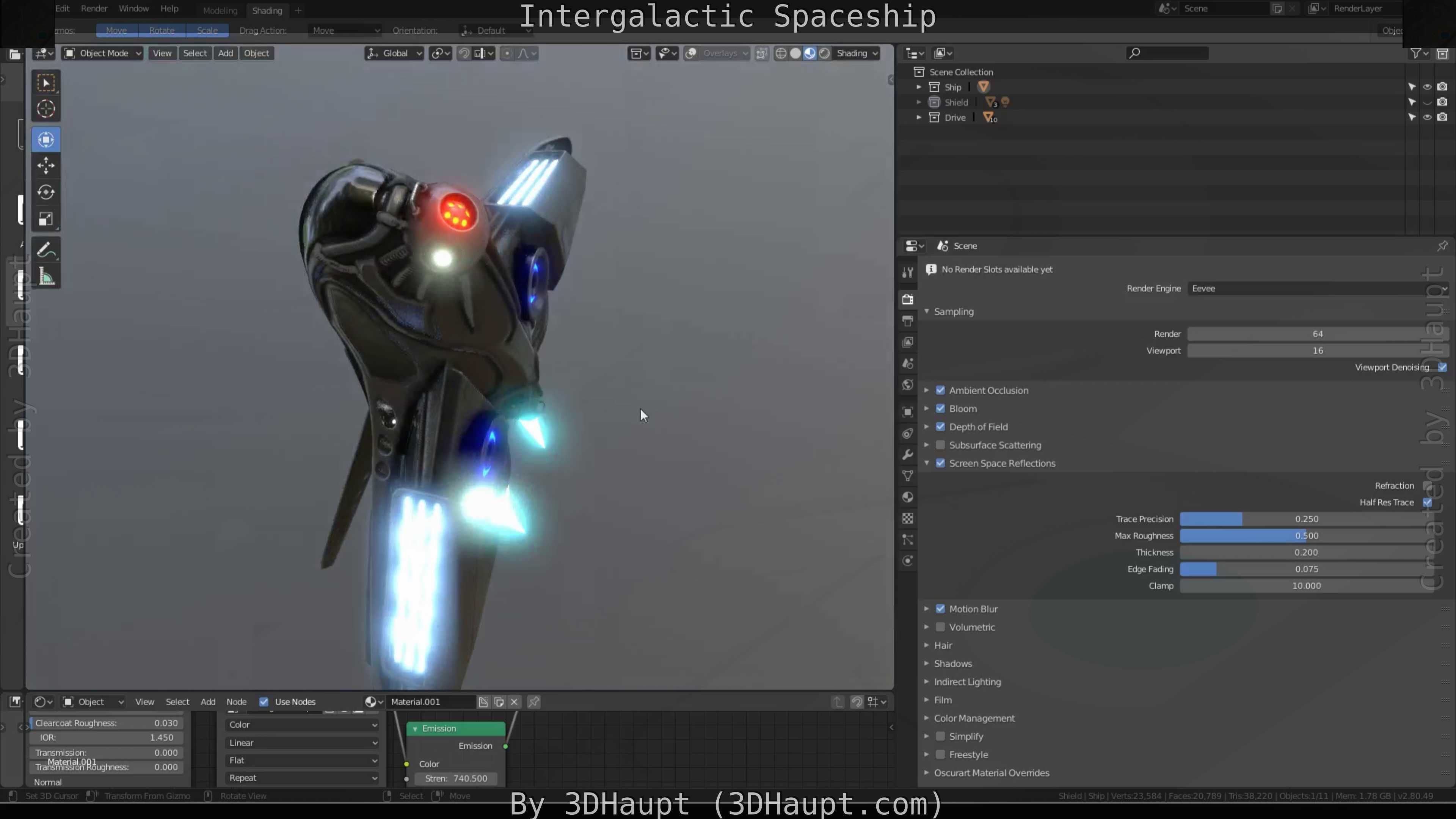 Intergalactic Spaceship Design in Blender Eevee Free low-poly 3D model_46