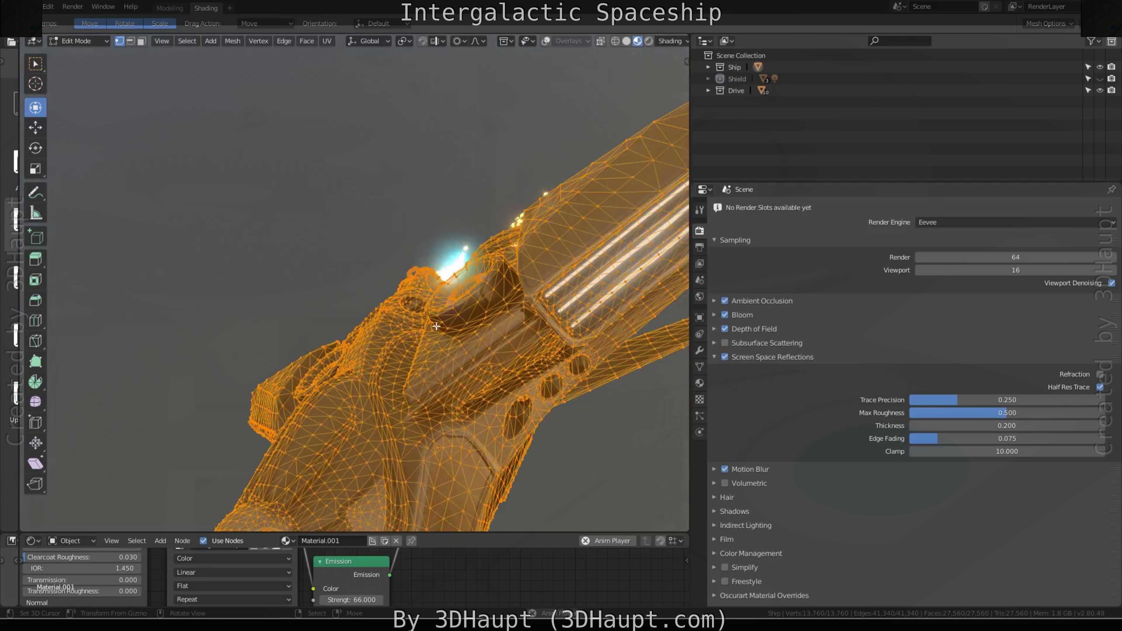 Intergalactic Spaceship Design in Blender Eevee Free low-poly 3D model_37