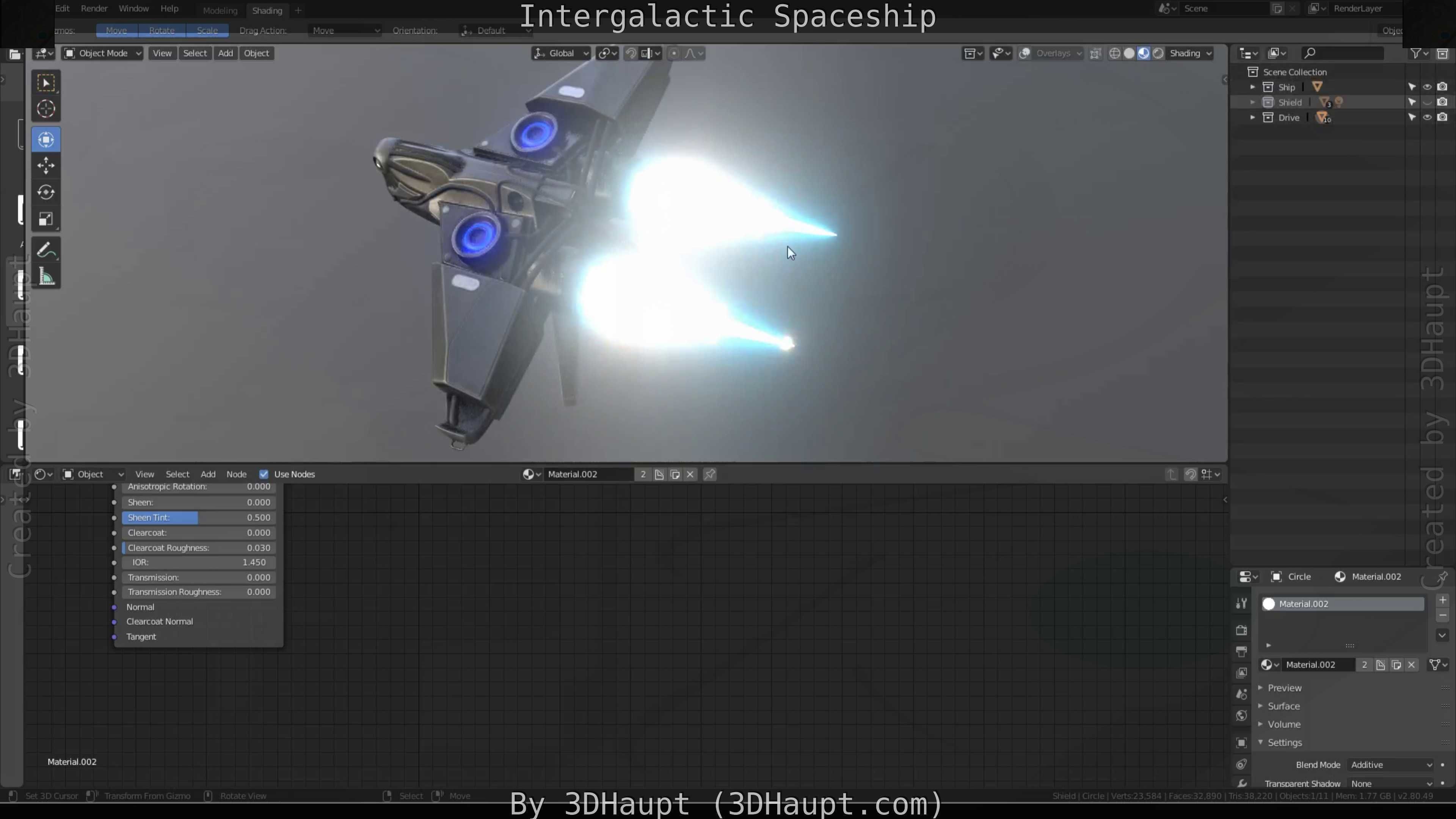 Intergalactic Spaceship Design in Blender Eevee Free low-poly 3D model_42