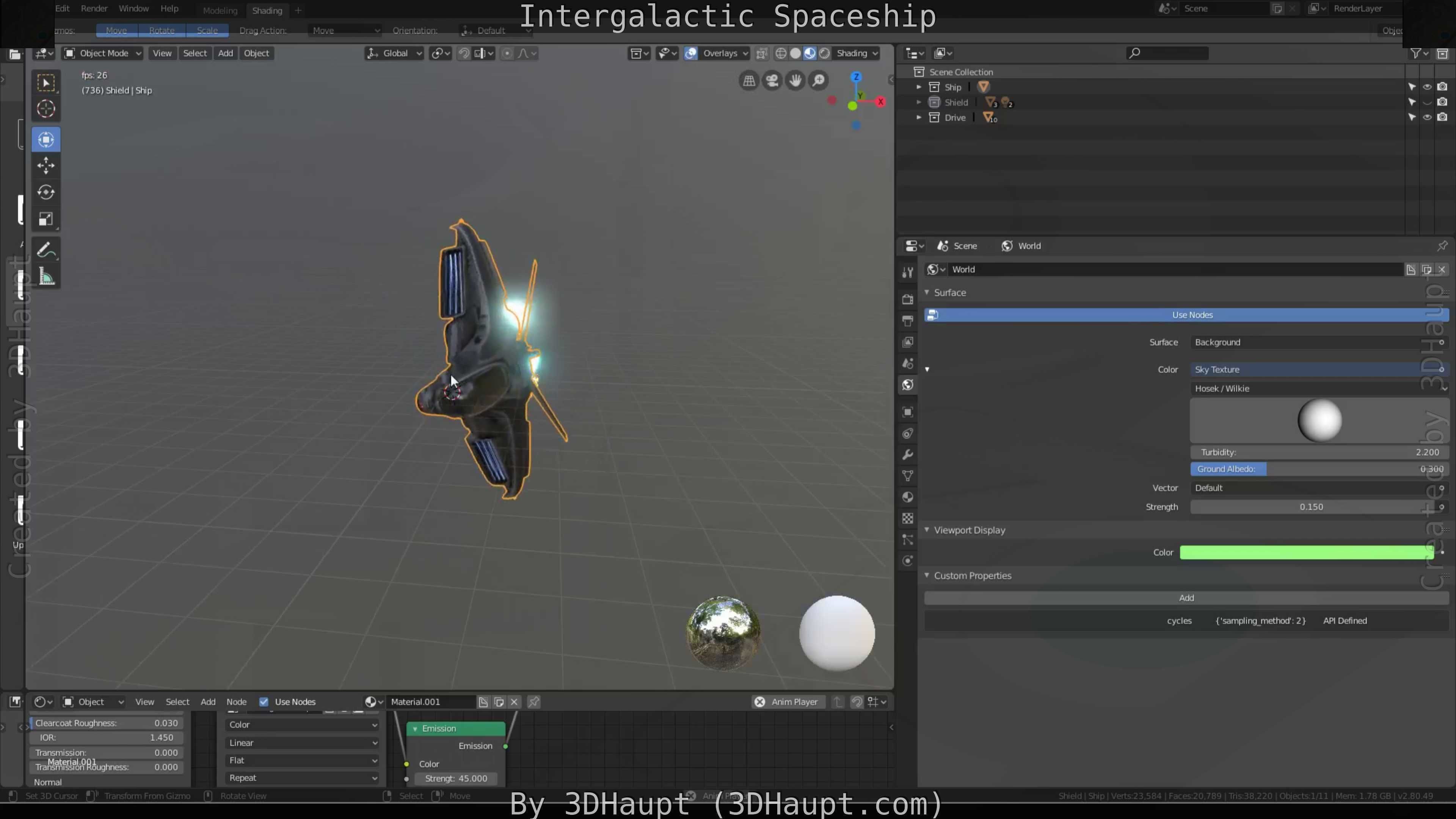 Intergalactic Spaceship Design in Blender Eevee Free low-poly 3D model_113