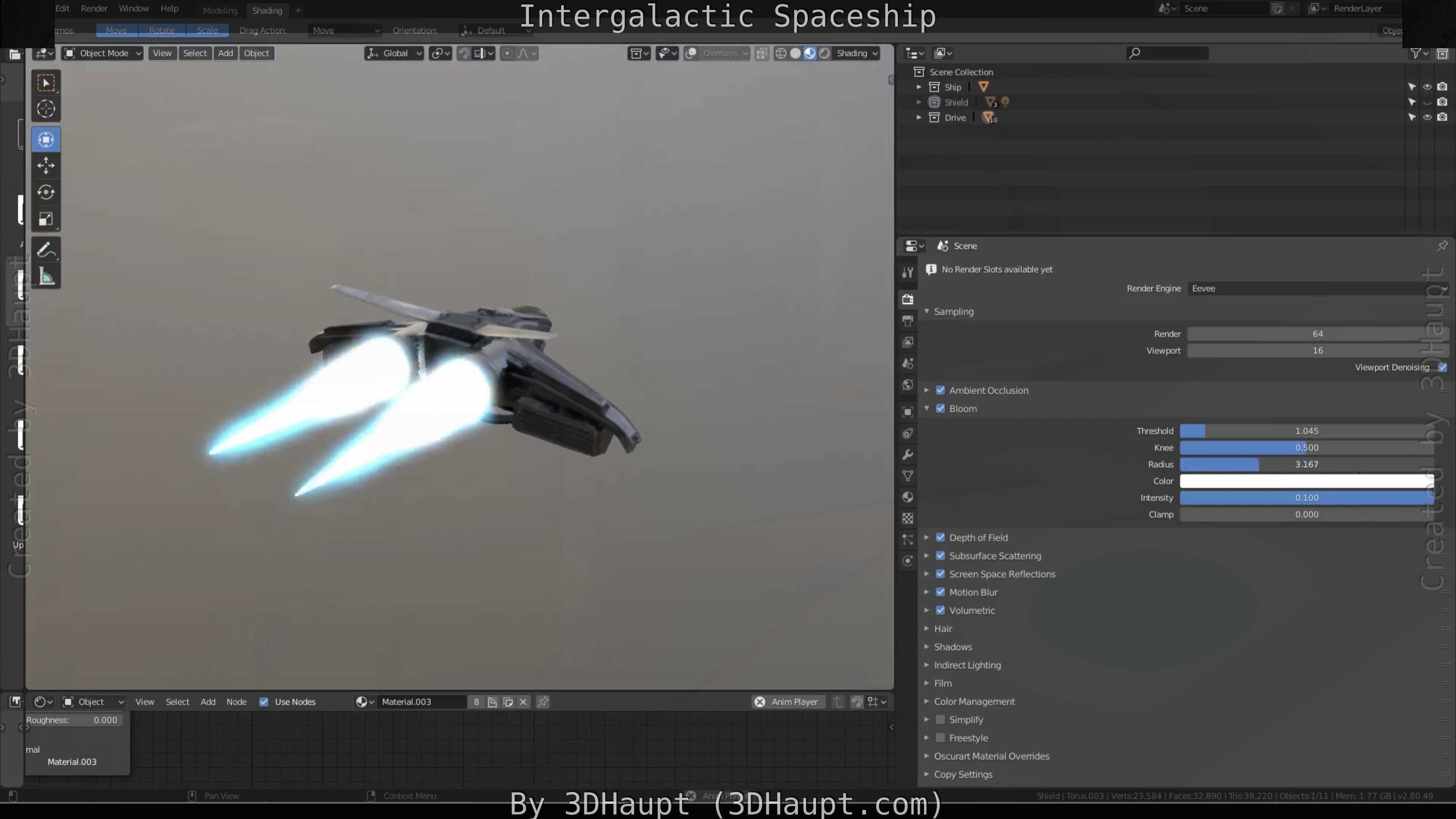 Intergalactic Spaceship Design in Blender Eevee Free low-poly 3D model_32
