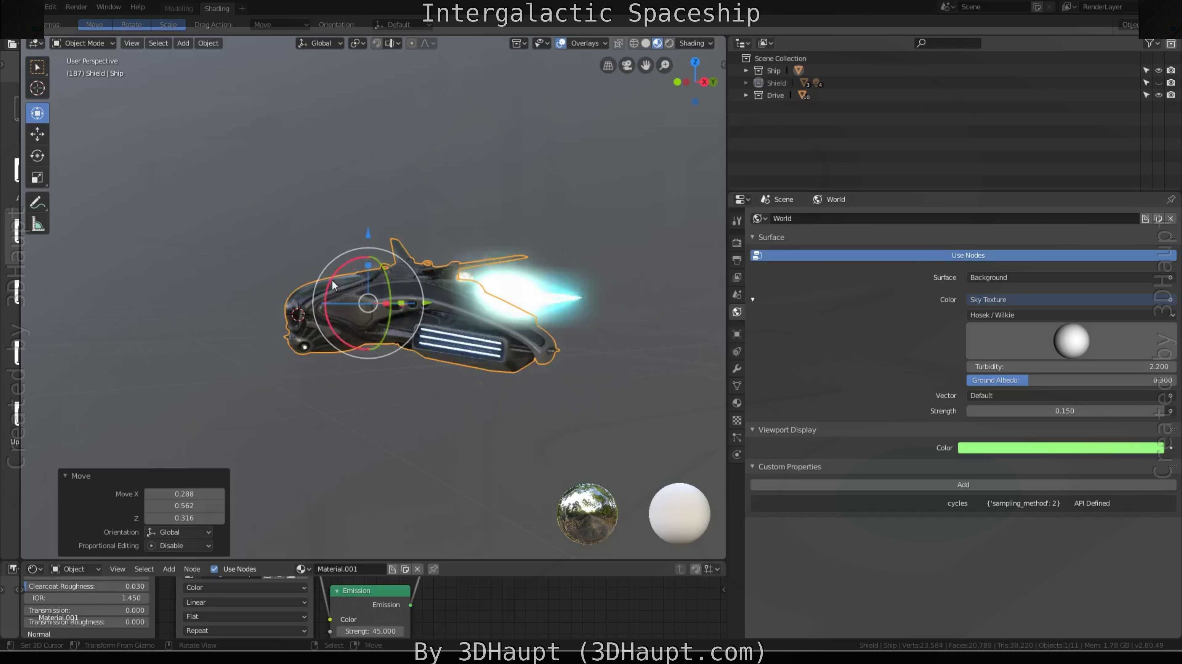 Intergalactic Spaceship Design in Blender Eevee Free low-poly 3D model_116