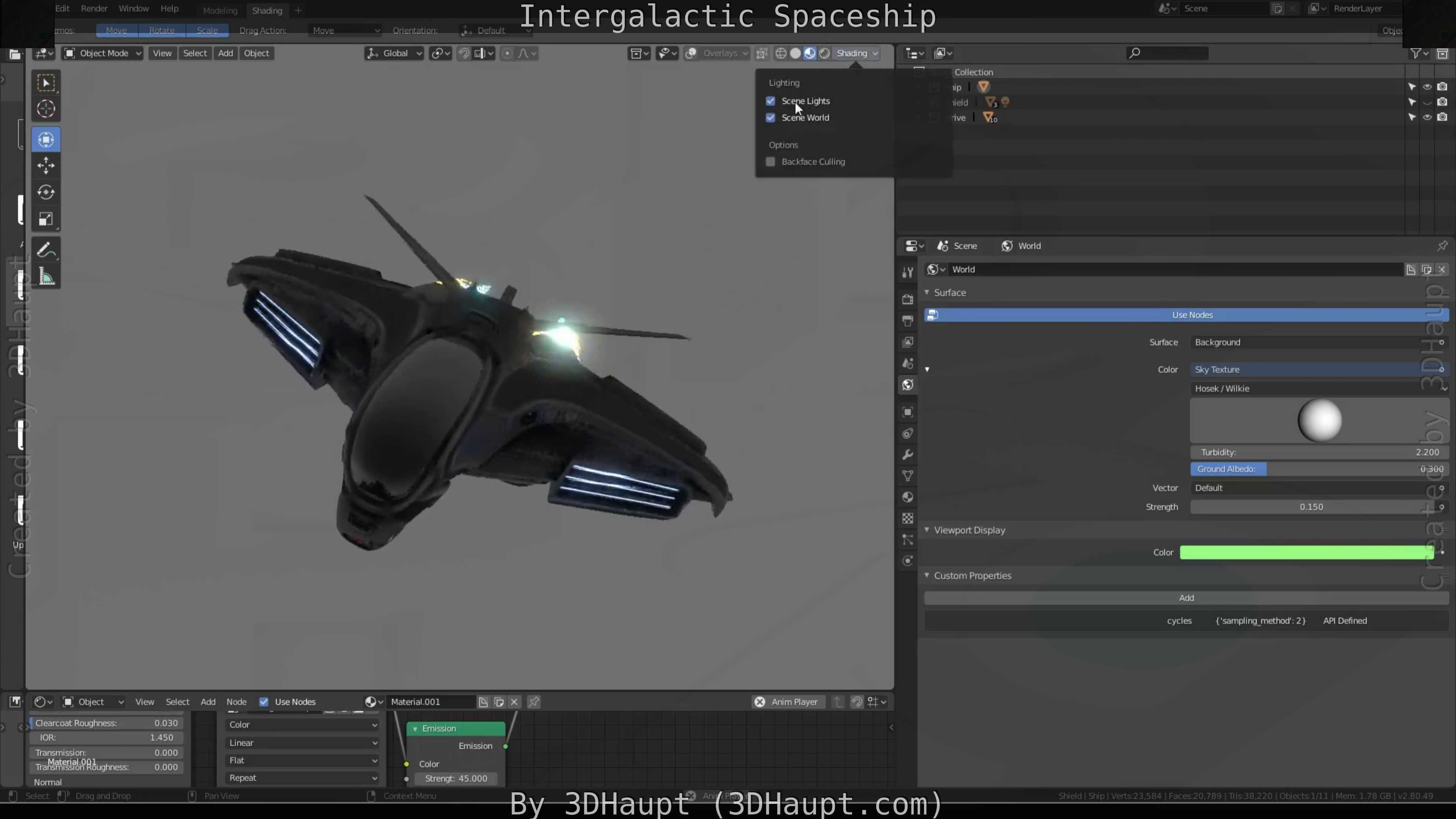 Intergalactic Spaceship Design in Blender Eevee Free low-poly 3D model_109