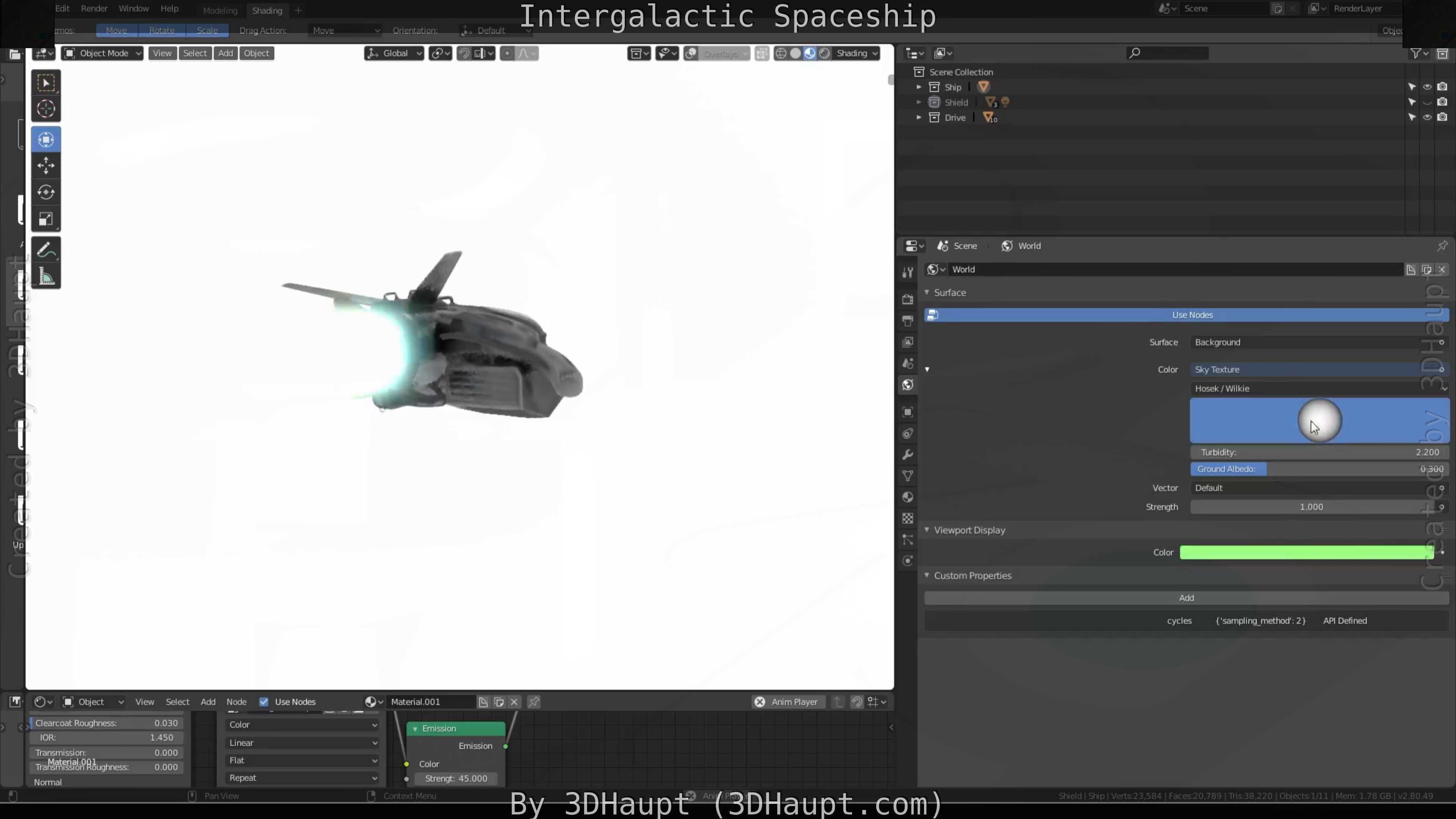 Intergalactic Spaceship Design in Blender Eevee Free low-poly 3D model_107