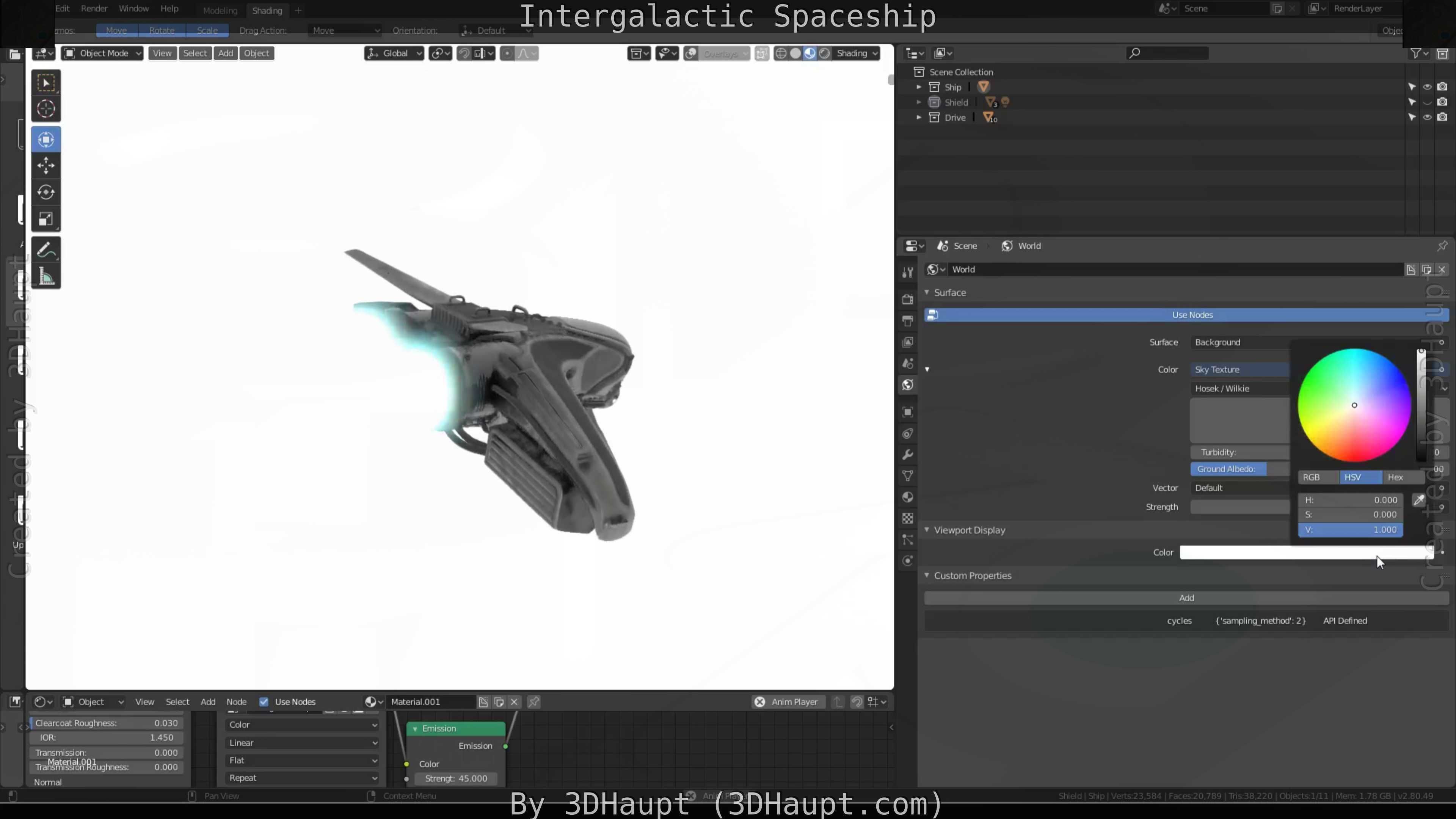 Intergalactic Spaceship Design in Blender Eevee Free low-poly 3D model_105
