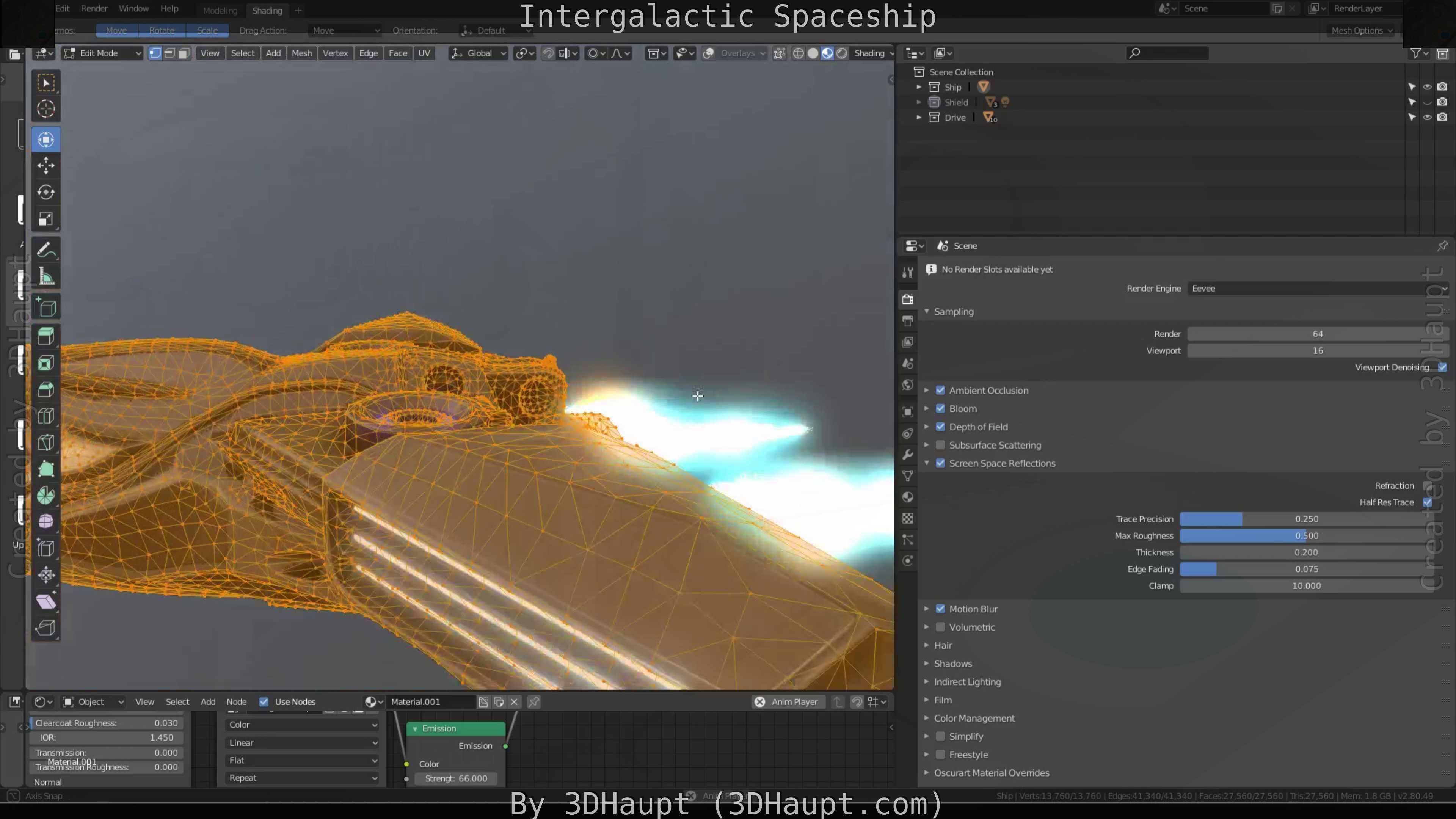 Intergalactic Spaceship Design in Blender Eevee Free low-poly 3D model_39