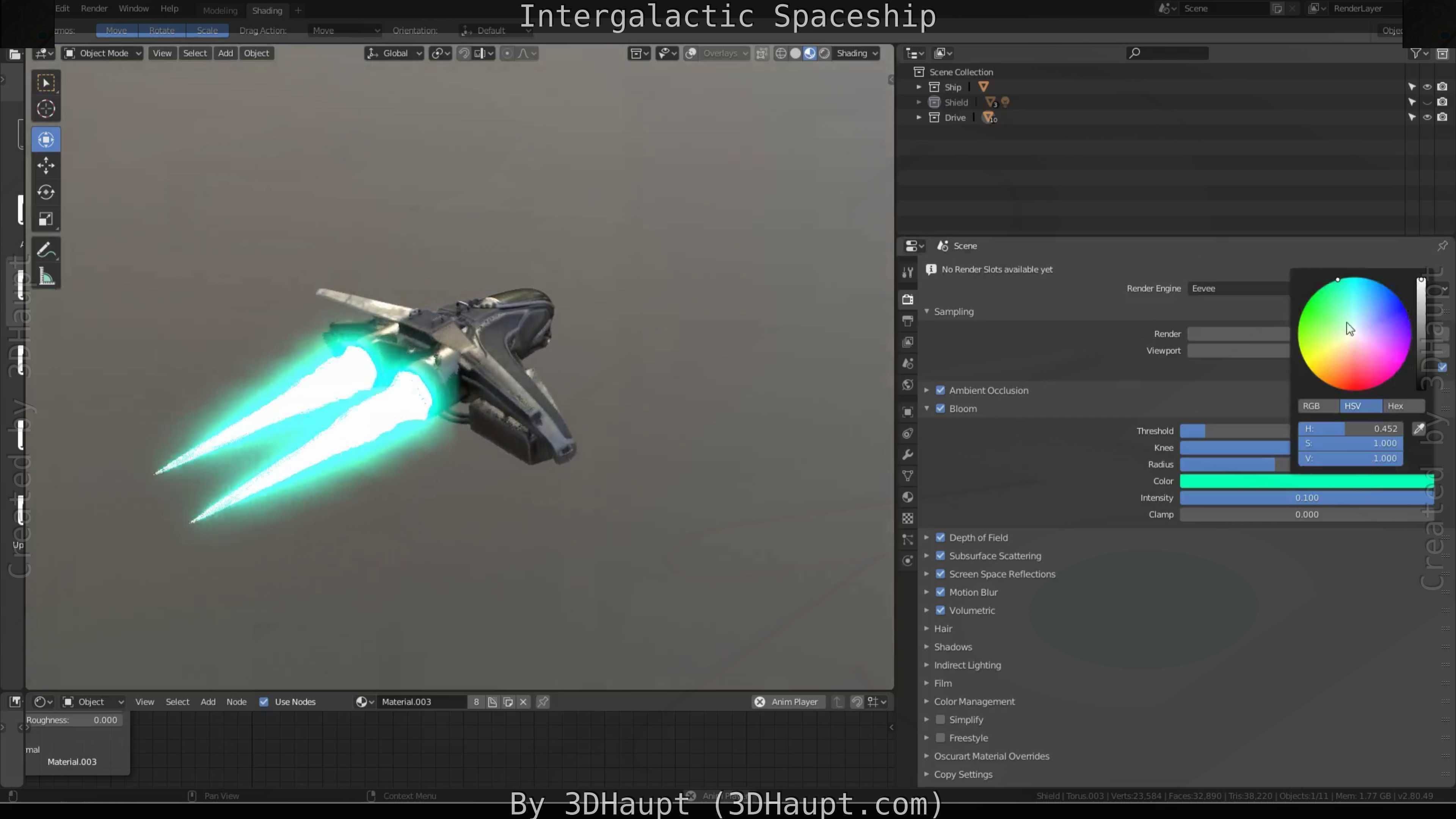 Intergalactic Spaceship Design in Blender Eevee Free low-poly 3D model_33