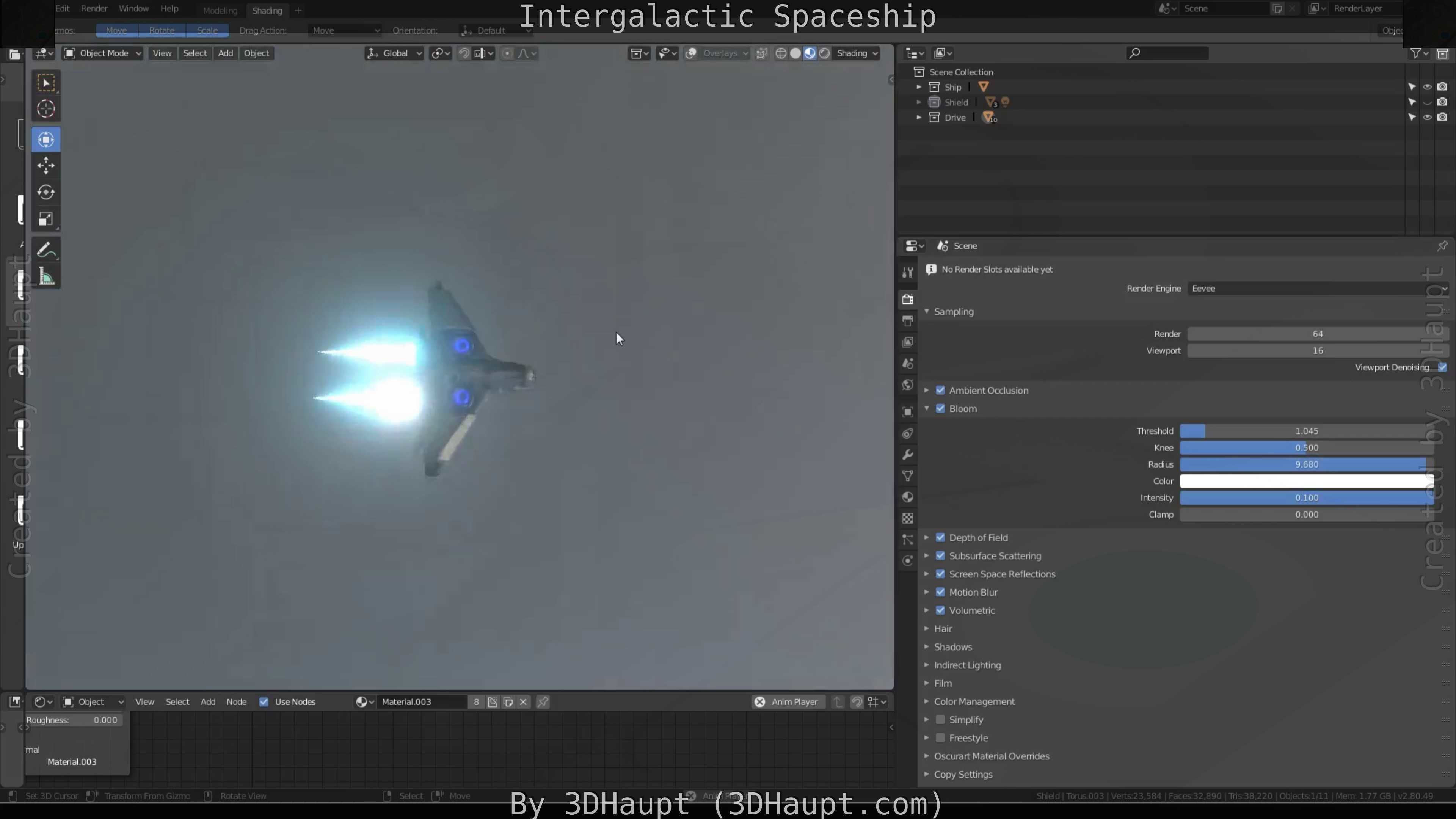 Intergalactic Spaceship Design in Blender Eevee Free low-poly 3D model_111