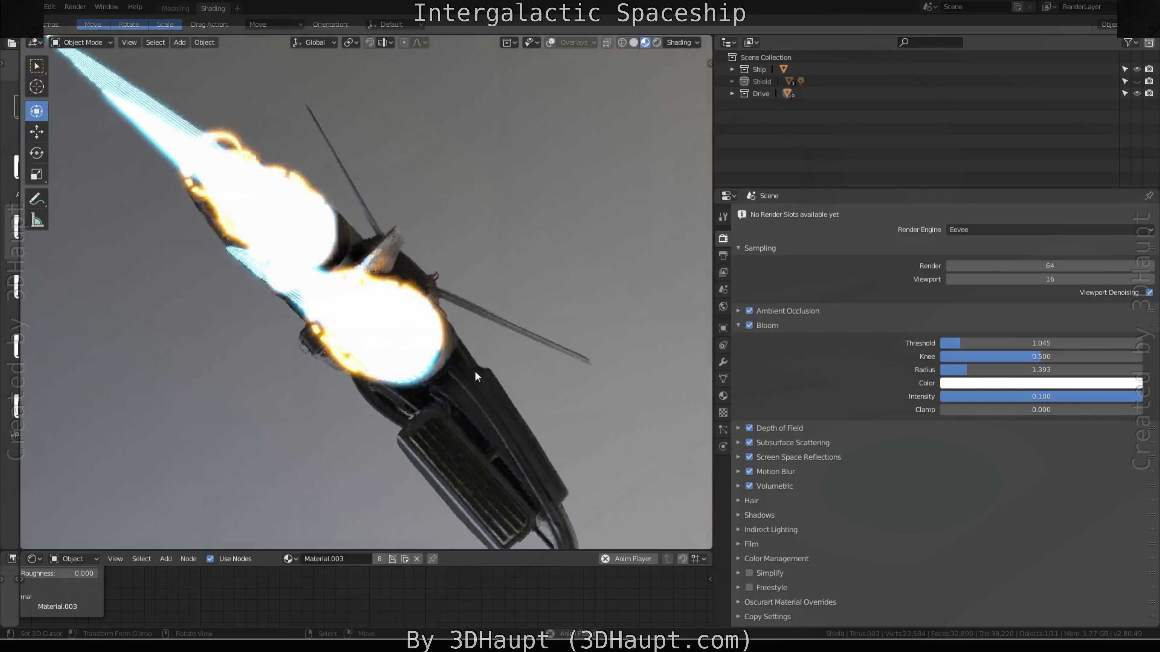 Intergalactic Spaceship Design in Blender Eevee Free low-poly 3D model_101