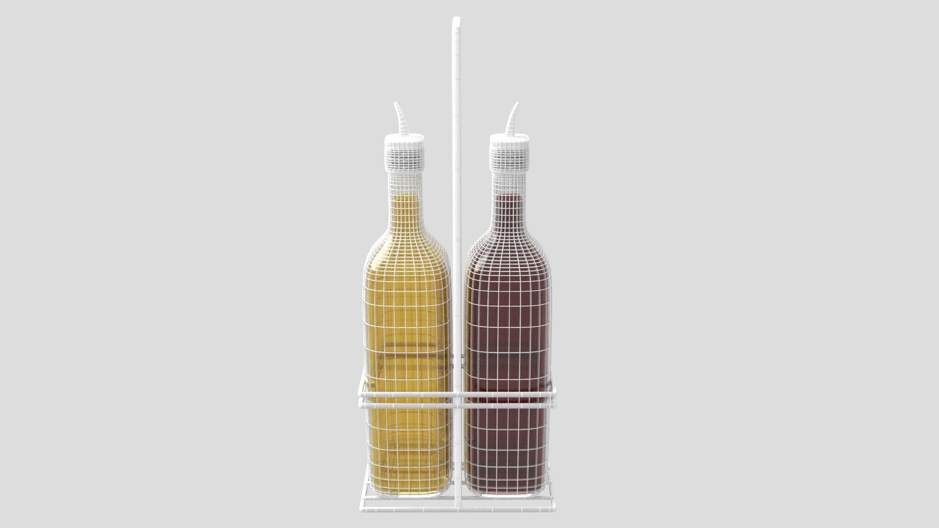 Oil and Vinegar Bottles with Rack 3D model CGTrader