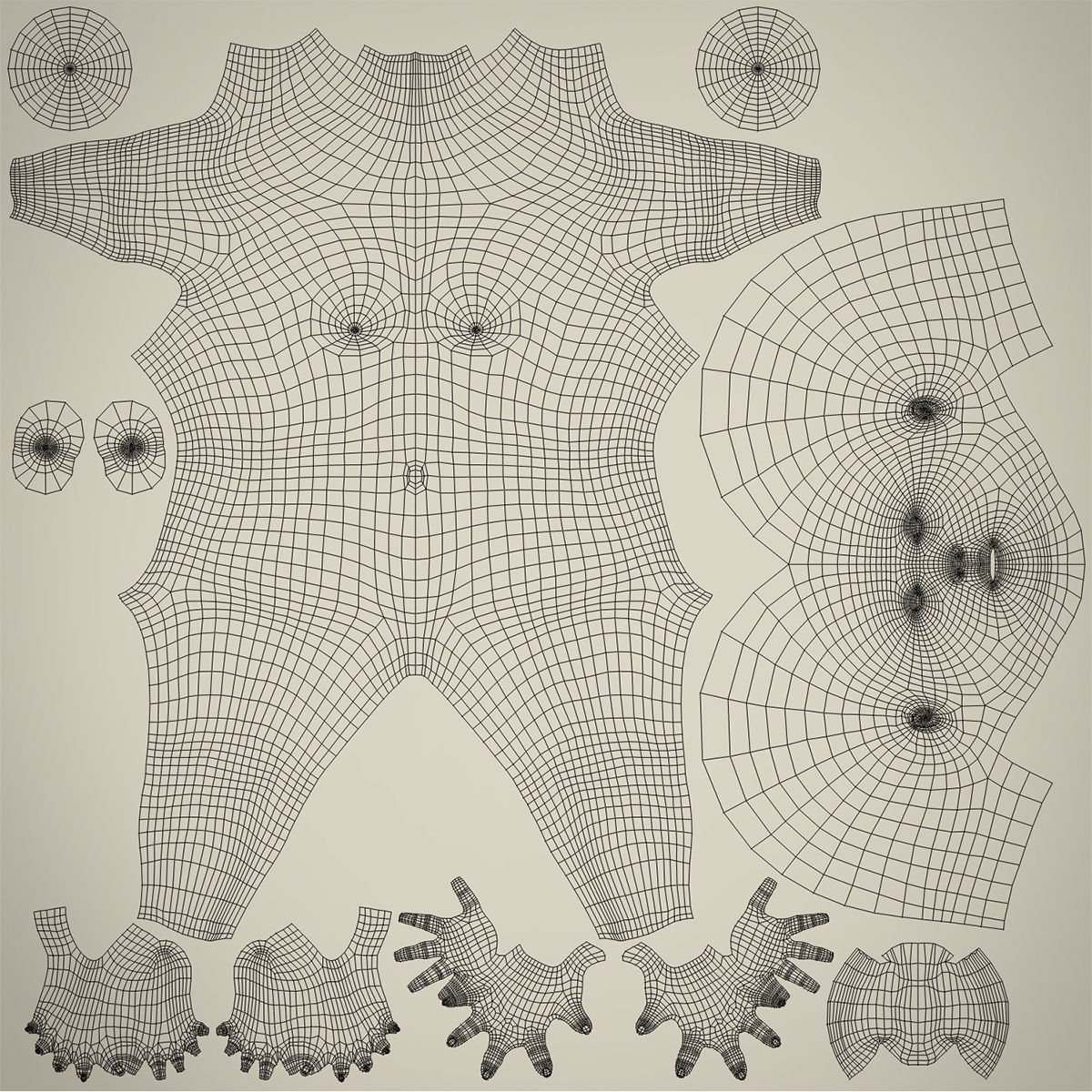 Female base mesh 3D model_4