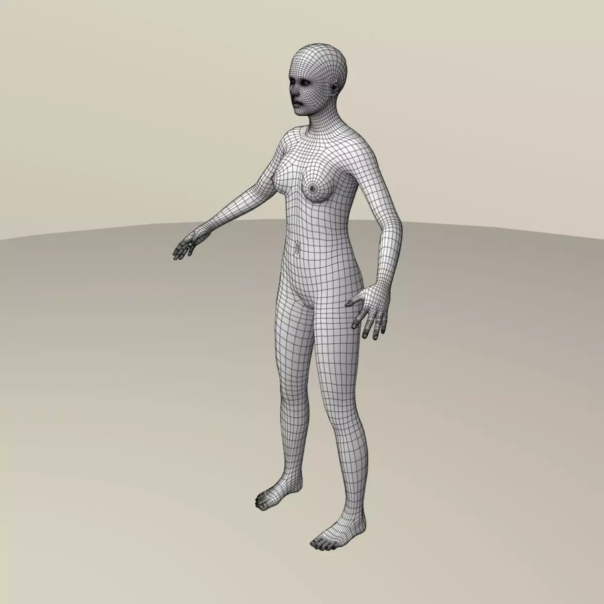 Female base mesh 3D model_0