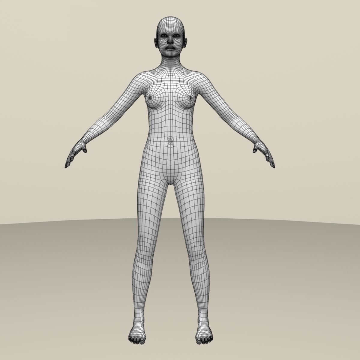 Female base mesh 3D model_1