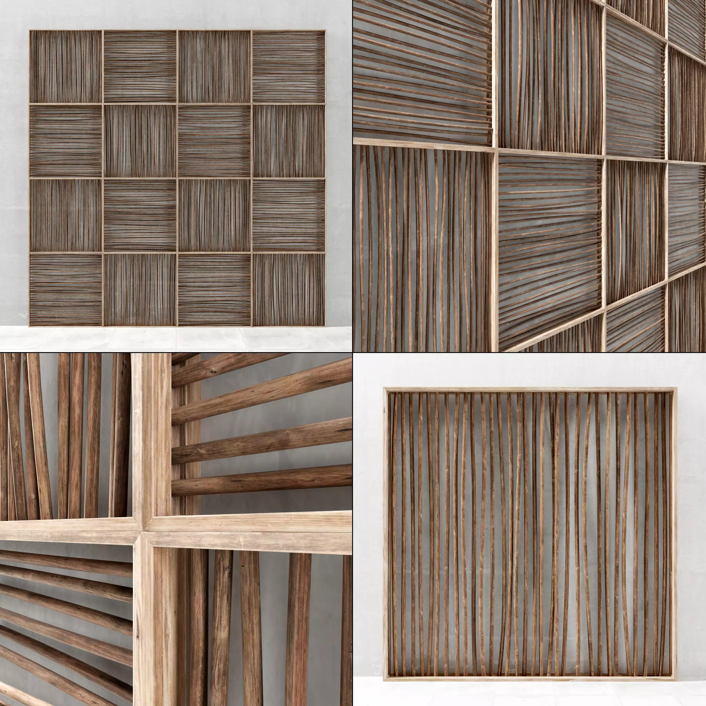 Wood panel branch 3D model_0