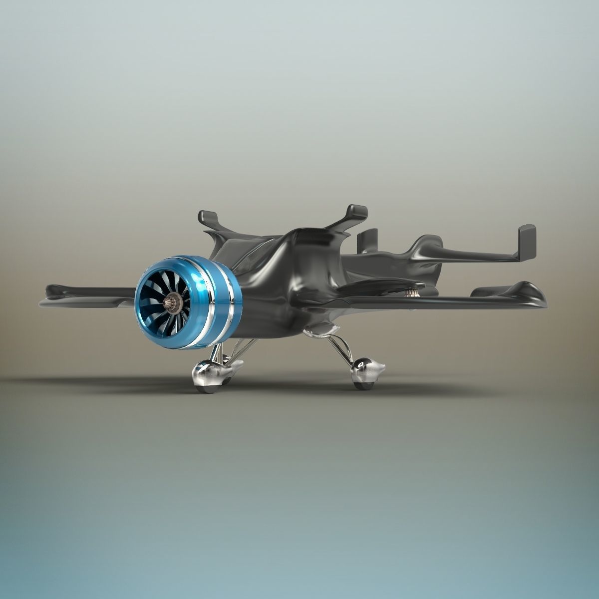 Futuristic Plane 3D model_3