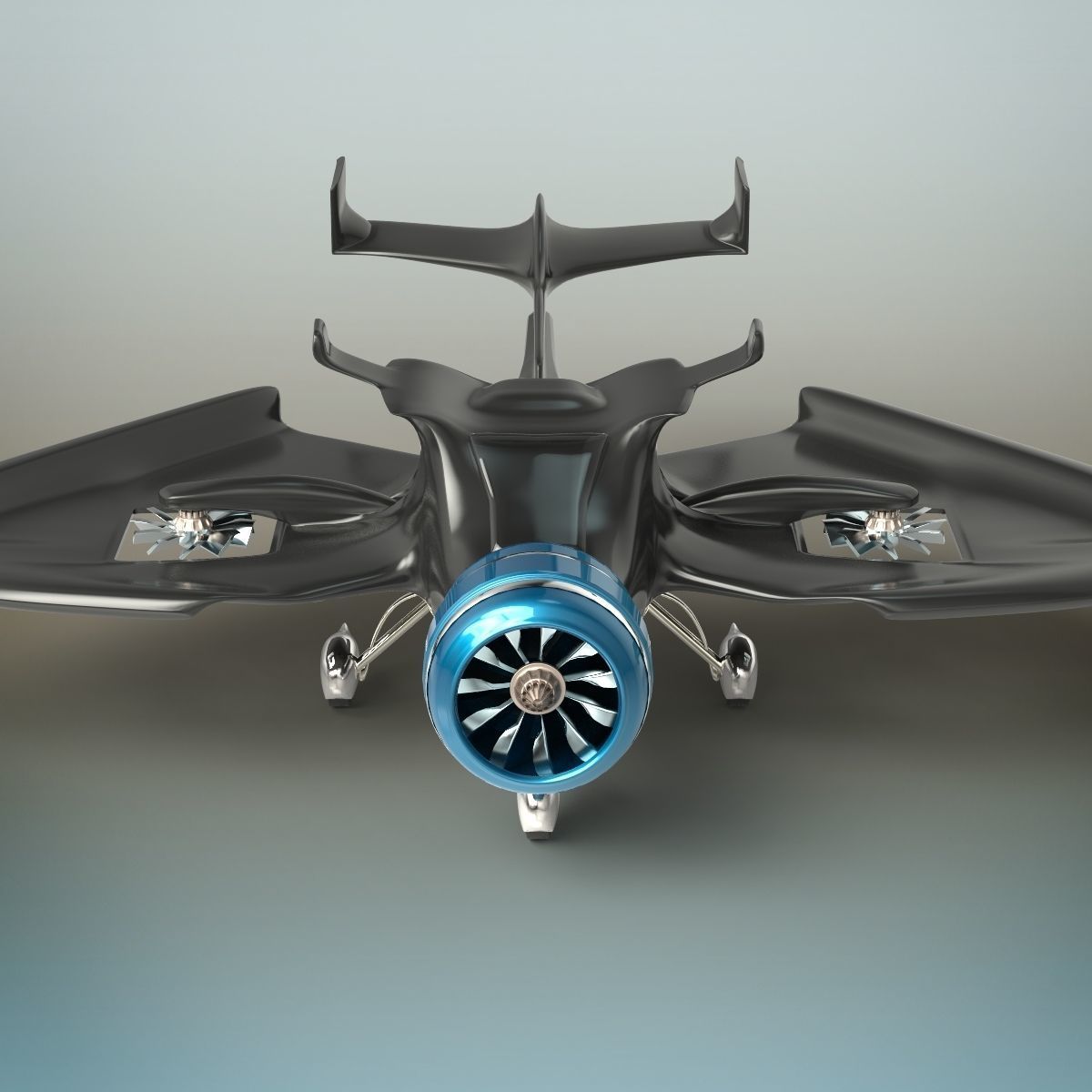 Futuristic Plane 3D model_2