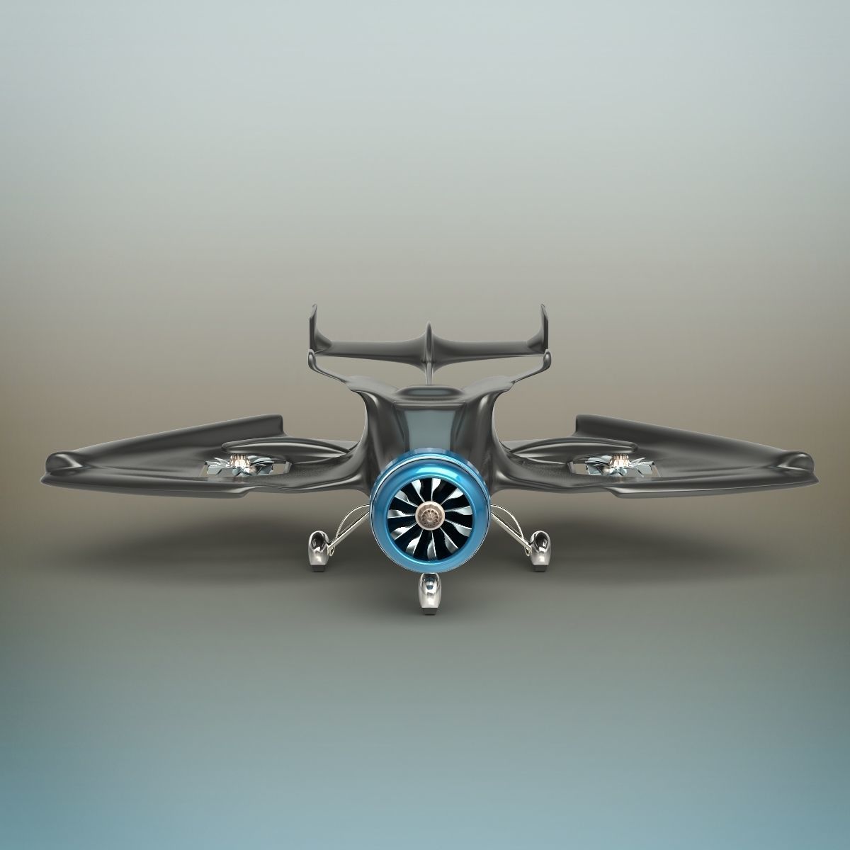 Futuristic Plane 3D model_10